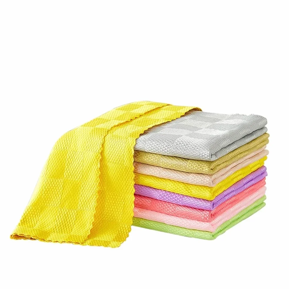 Paño de Cocina Toalla de Limpieza Trapo de Limpieza antigrasa Trapo de Limpieza de Microfibra superabsorbente Trapos de Cocina para el hogar (al Azar 10 Piezas)
