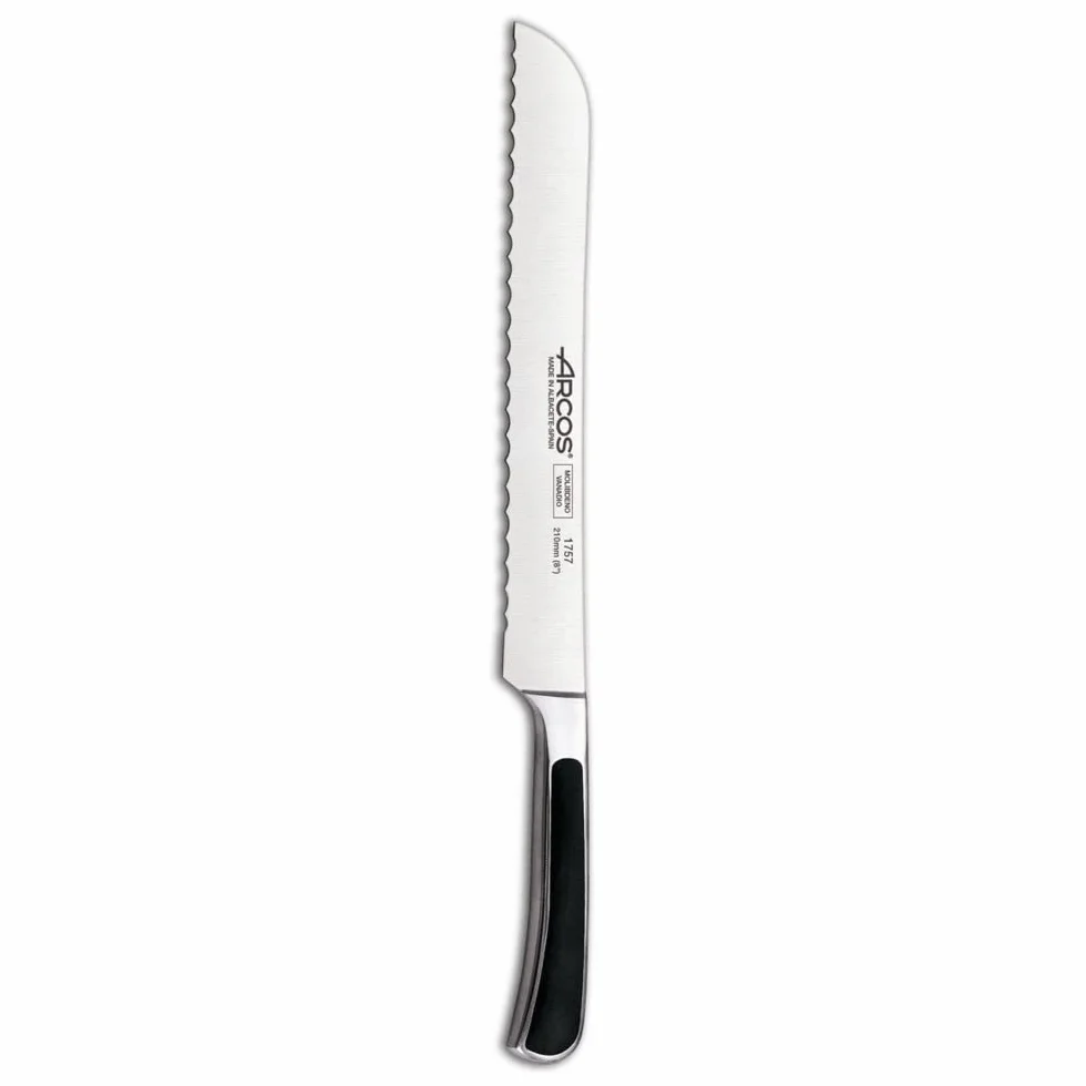 Arcos Saeta - Cuchillo Panero - Hoja de Acero Inoxidable Forjado Nitrum de 210 mm - Mango de Pom - Color Negro