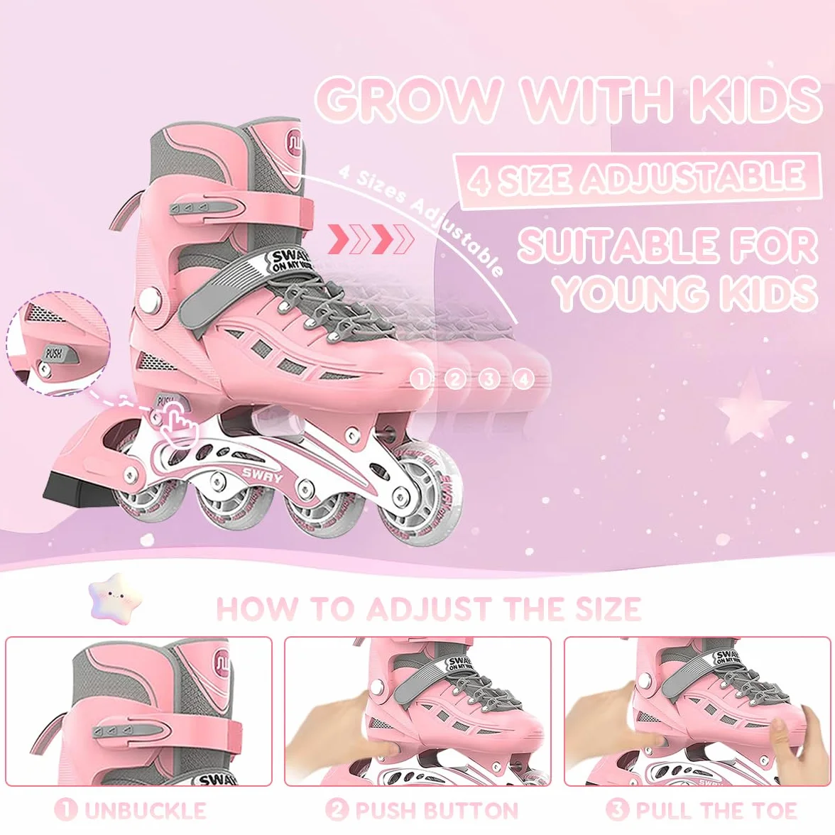 Patines en Linea Ajustables para niños y Adultos,Rodamiento de ABEC-7,Flash Ruedas,Patines en Linea Mujer,Patines en Linea Hombre