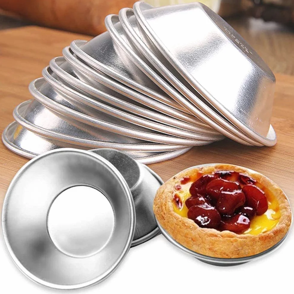 20 Piezas Latas para Tarta de Huevo, Latas de Aluminio para Hornear, Pastel de Bandejas de Papel de Aluminio, Molde de Aluminio Tarta de Huevo en Tono Plateado, para Tartas Pequeñas, Tartas