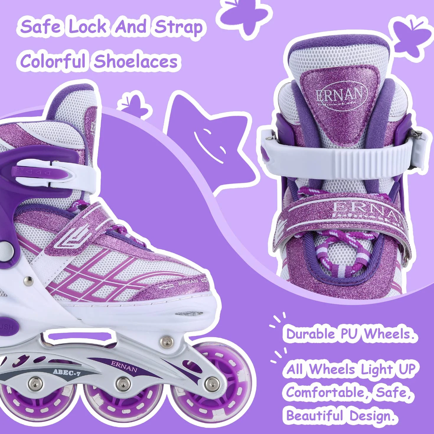 Patines en Línea para Niñas Ajustables con Ruedas Luminosas Principiantes