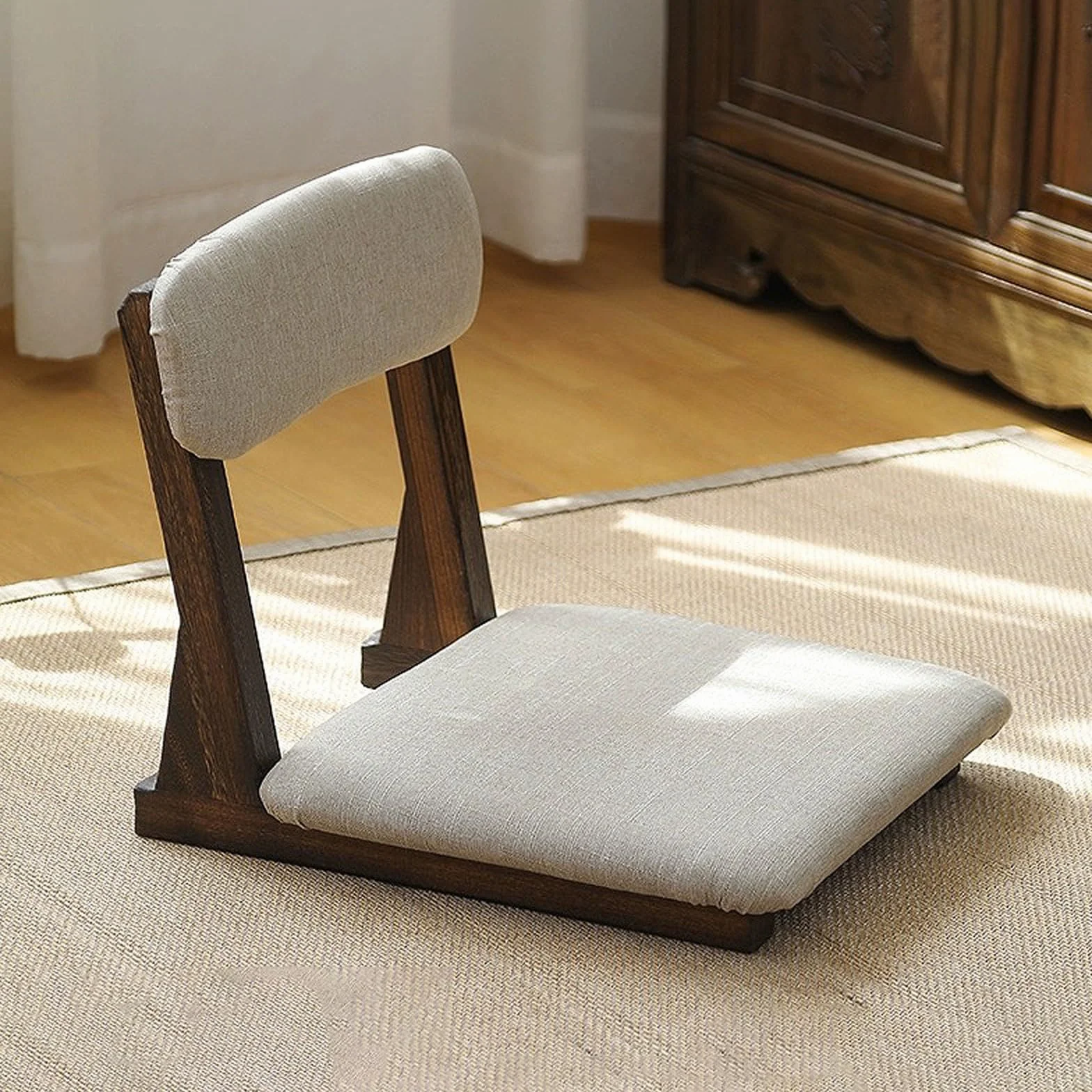 Silla Tatami,Silla Japonesa de Suelo,Silla de meditación Tatami de Madera,Silla De Piso Japonesa Sin Patas para Salas De Estar,Ligera PortáTil,Ahorra Espacio,para Relax,Gaming,Yoga y TV