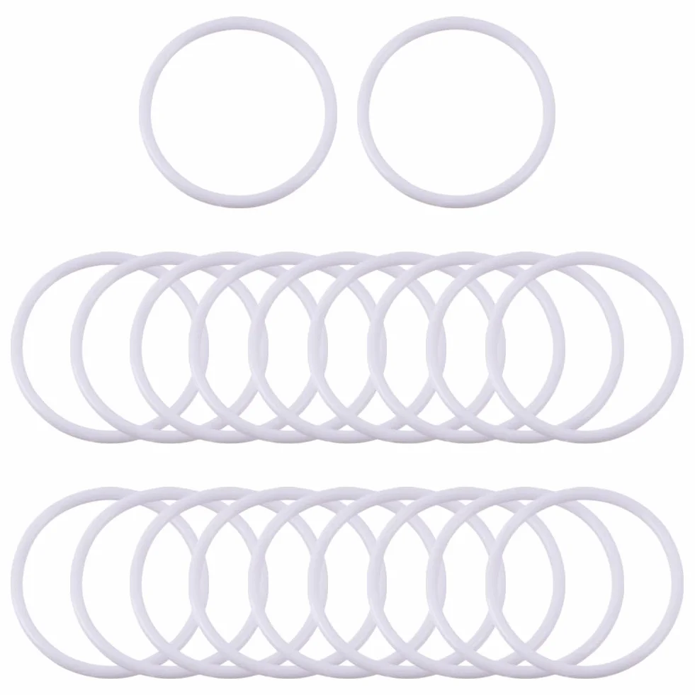 FSSTUD 20 anillos de atrapasueños de plástico blanco, aros circulares de macramé, corona floral, anillos de aro para boda, pared, manualidades, anillos colgantes, centro de mesa, aro redondo de 5 cm