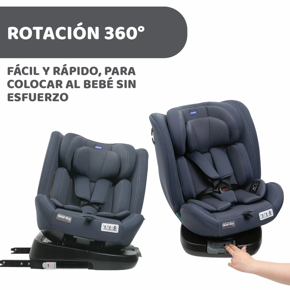 Chicco Unico EVO I'Size Classic Silla de Coche ISOFIX 360º Giratoria 40-150 cm Grupo 0123 Negra