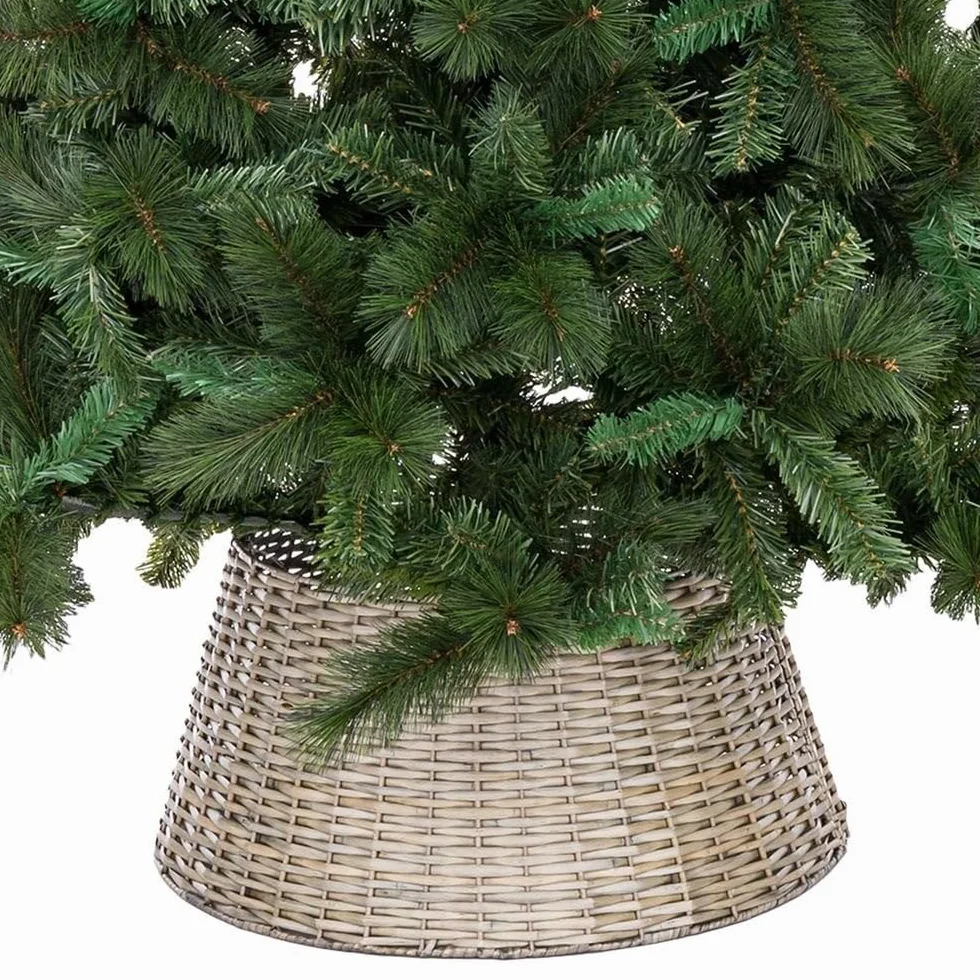 LOLAhome Cubre pie para árbol de Navidad Desmontable de Mimbre Natural