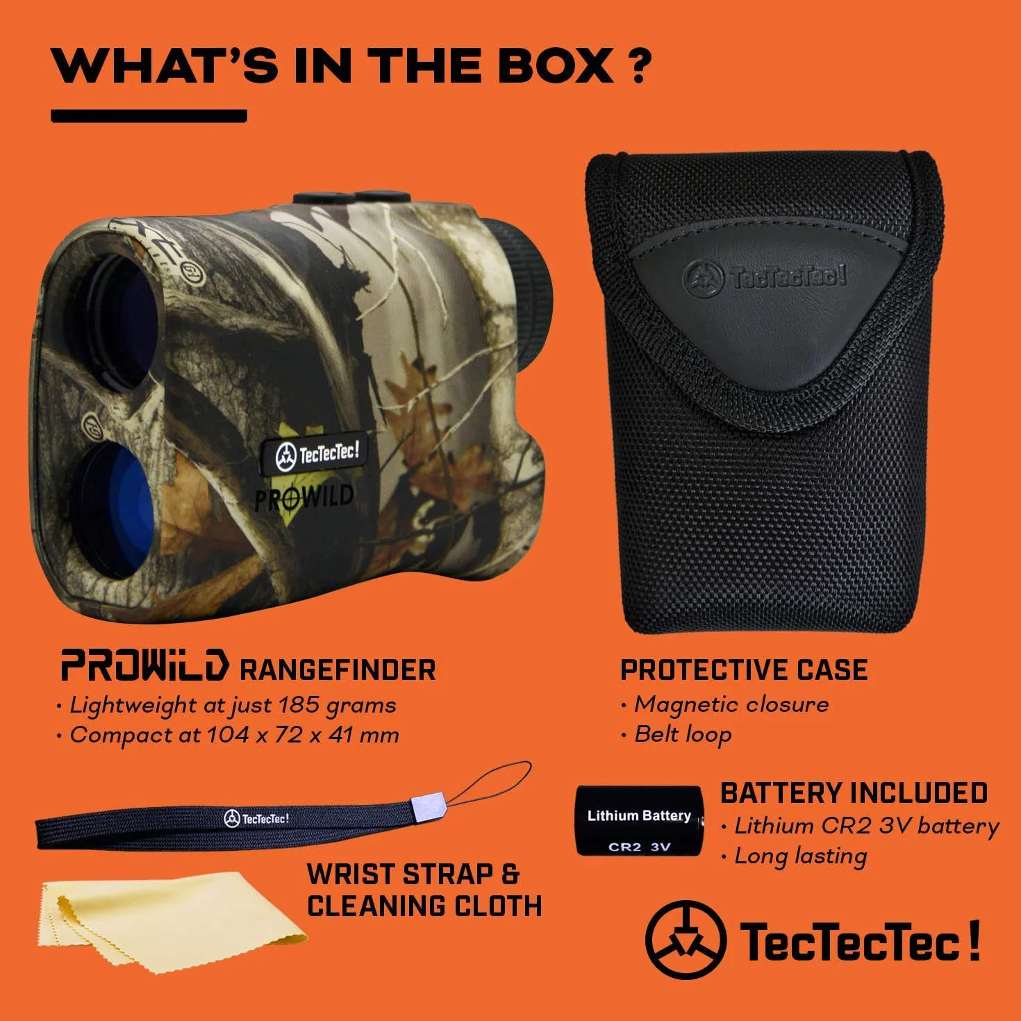 TecTecTec ProWild telémetro de caza láser con velocidad y escaneo Camo