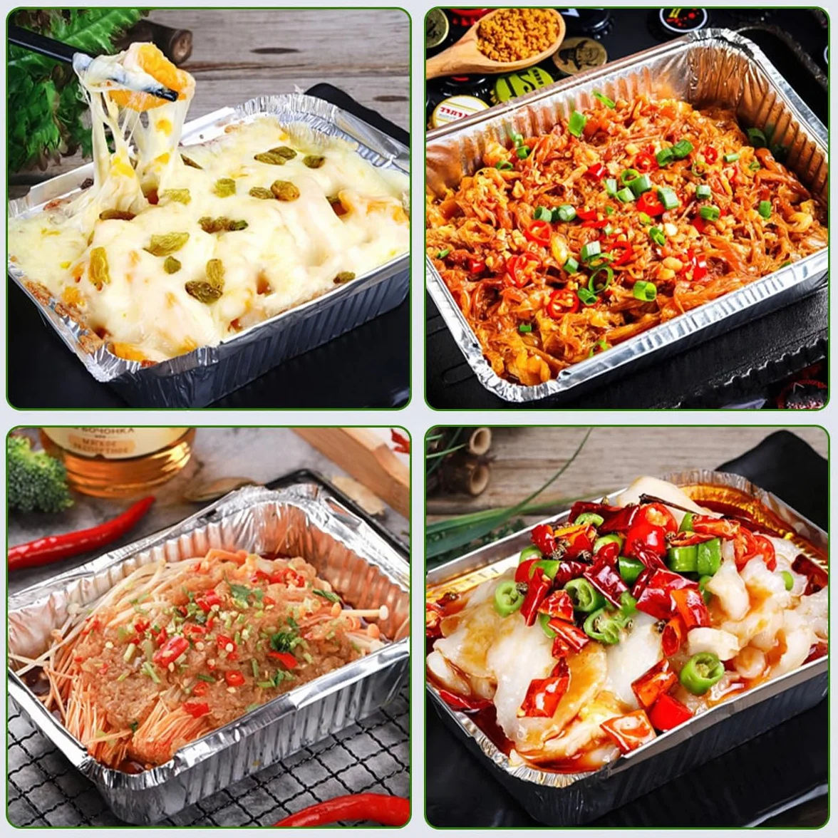 OTYMIOW Bandejas de Aluminio 50PCS Contenedores Rectangulares Aluminio 21 * 15 * 5.5cm Recipientes Rectangulares Bandejas TradicionalesAluminio para Transportar Alimentos, Congelar, Cocinar, 1000 ml