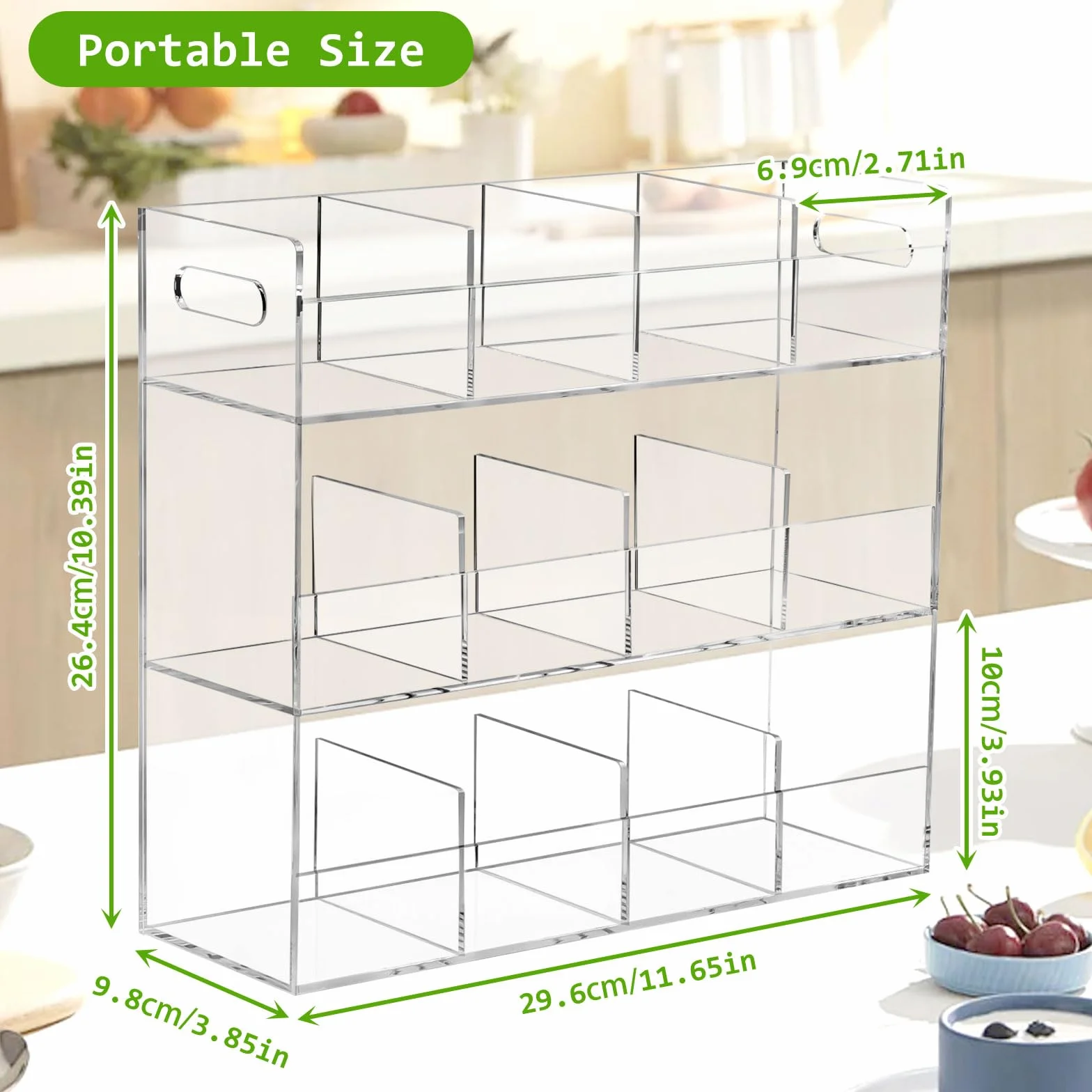 Organizador Infusiones de Acrílico, Caja Infusiones Vertical con 12 Compartimentos para 216 Bolsas de Té, Estante de Té Contenedores para Paquetes de té, Café, Azúcar