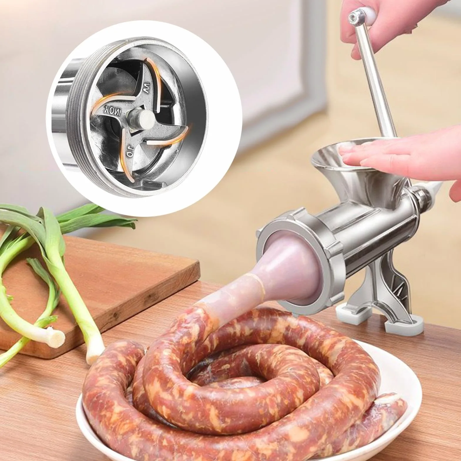Picadora De Carne Molino De Alimentos Manual Multifunción De Manivela | Hacha de carne adecuada para la casa, dormitorio, apartamento, alquiler, cocina, restaurantes, carne de res y