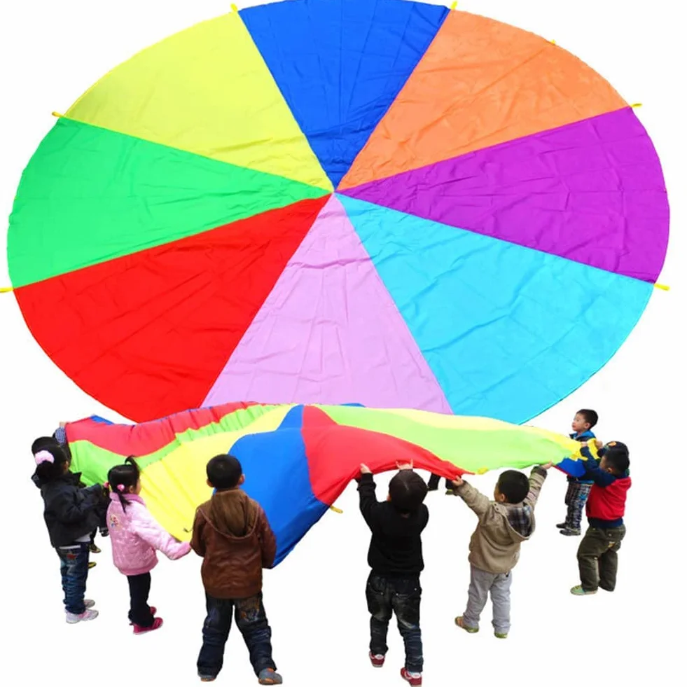 Juego de Paracaídas Arco Iris 6FT para Niños Actividades Deportivas al Aire Libre