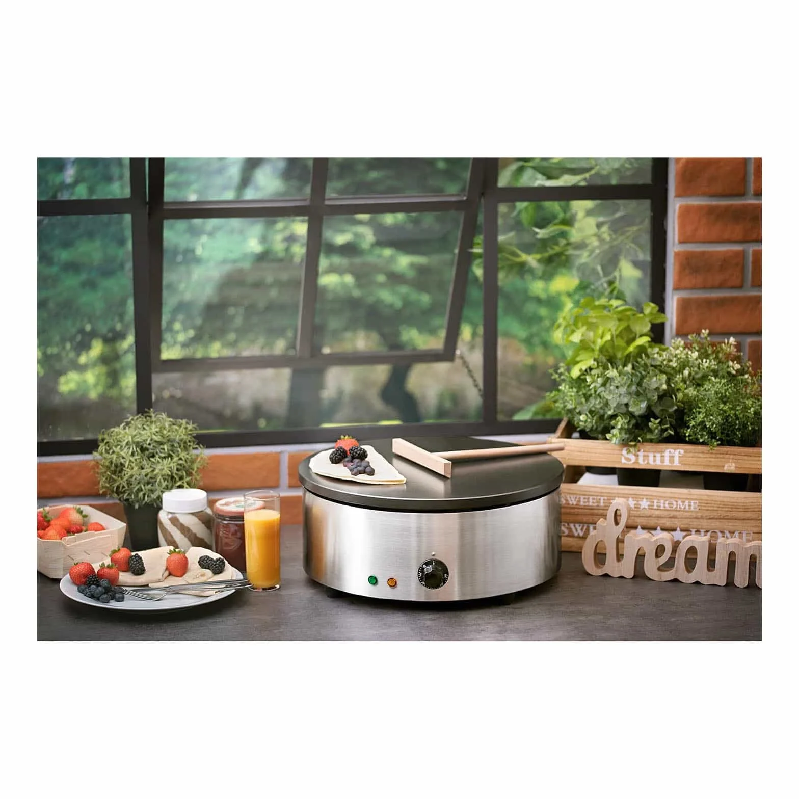 Royal Catering - RCEC-3000-R - Crepera redonda - 3.000 watt - Diámetro de la placa: 40 cm