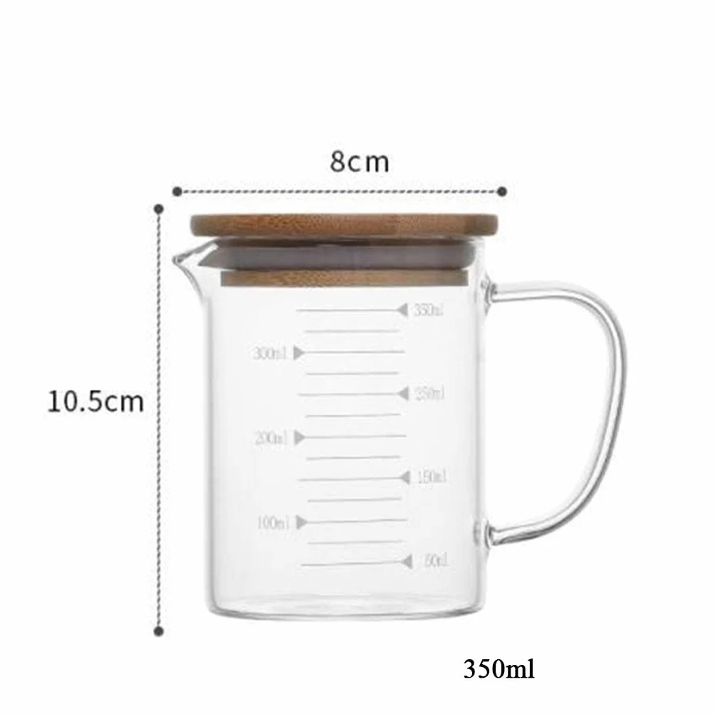 2 Tazas Medidoras de Vidrio Resistentes Al con Mango Ergonómico para Horno Y Té, 350 Ml, 4 Piezas