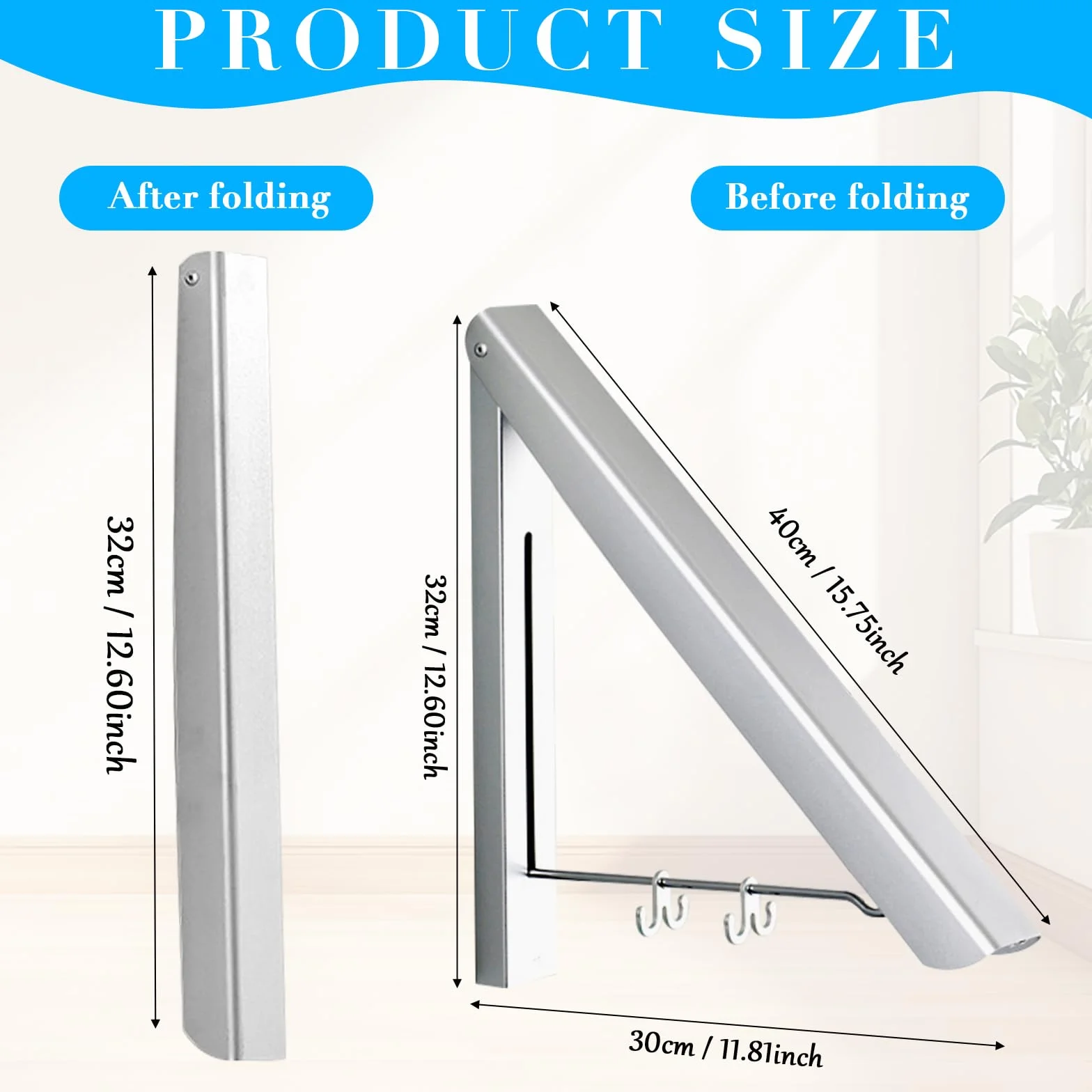 Percha Plegable De Secado Retráctil, Percha De Pared De Aluminio Organizador Plegable, Perchero Plegable De Aluminio Con Ganchos, Ahorrar Espacio para Lavadero, Dormitorio, Balcón, Baño