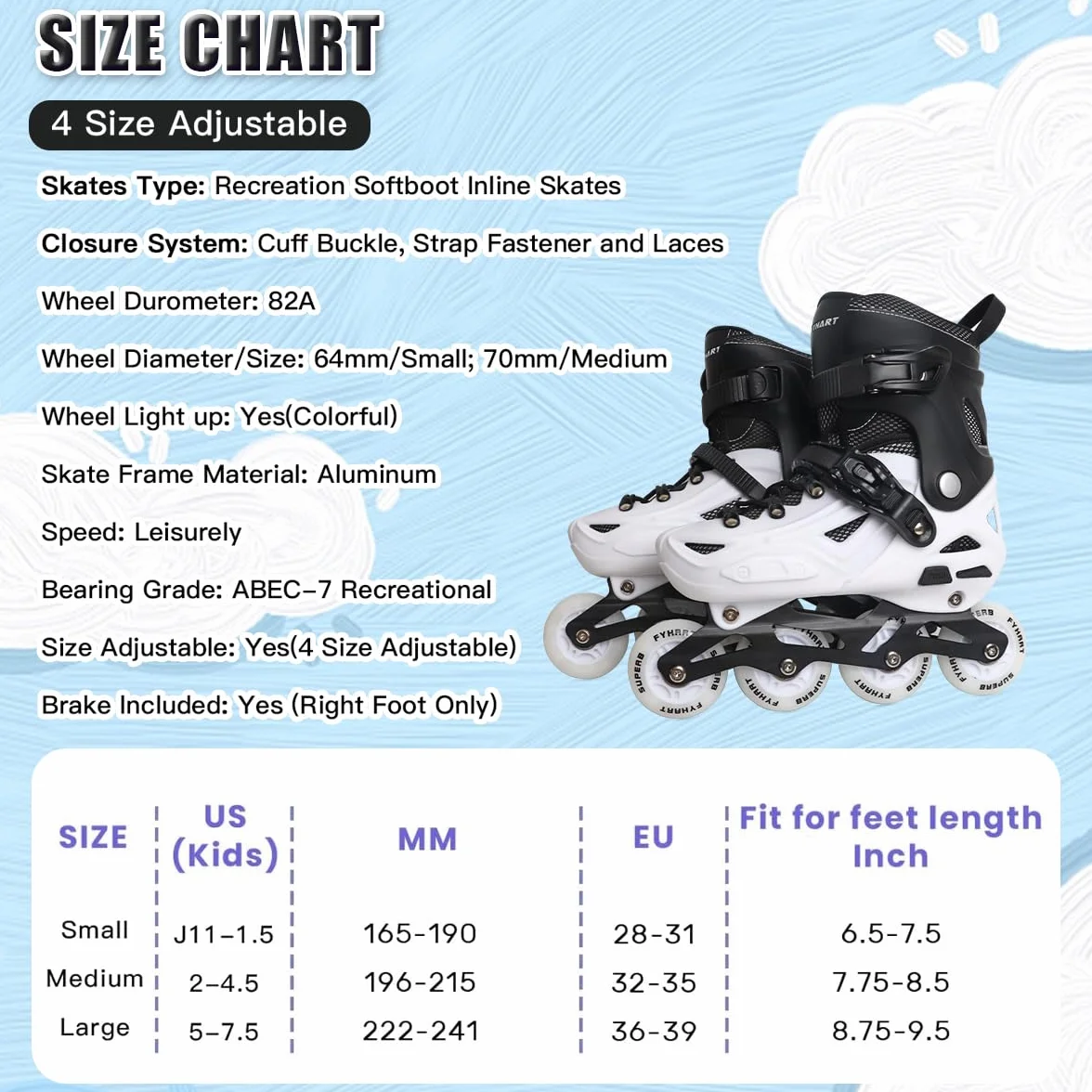 Patines en Línea para Niños/Jóvenes y Adultos, 4 tamaños Ajustables| Patines 4 Ruedas Niña para Niños para Uso en Interiores y Exteriores (S (EU 28-31))