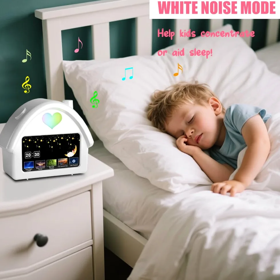 Reloj despertador digital con pantalla HD de 4.3 pulgadas, calendario, cuenta regresiva, iluminación ambiental, función de ruido blanco, perfecto para niños con control remoto y función de
