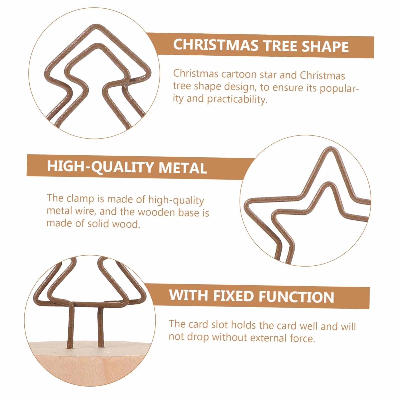 24piezas Soporte De Notas De Navidad Clips De Madera y Forma De Árbol y Estrella Portacartas Para Decoración De Mesa Fiestas