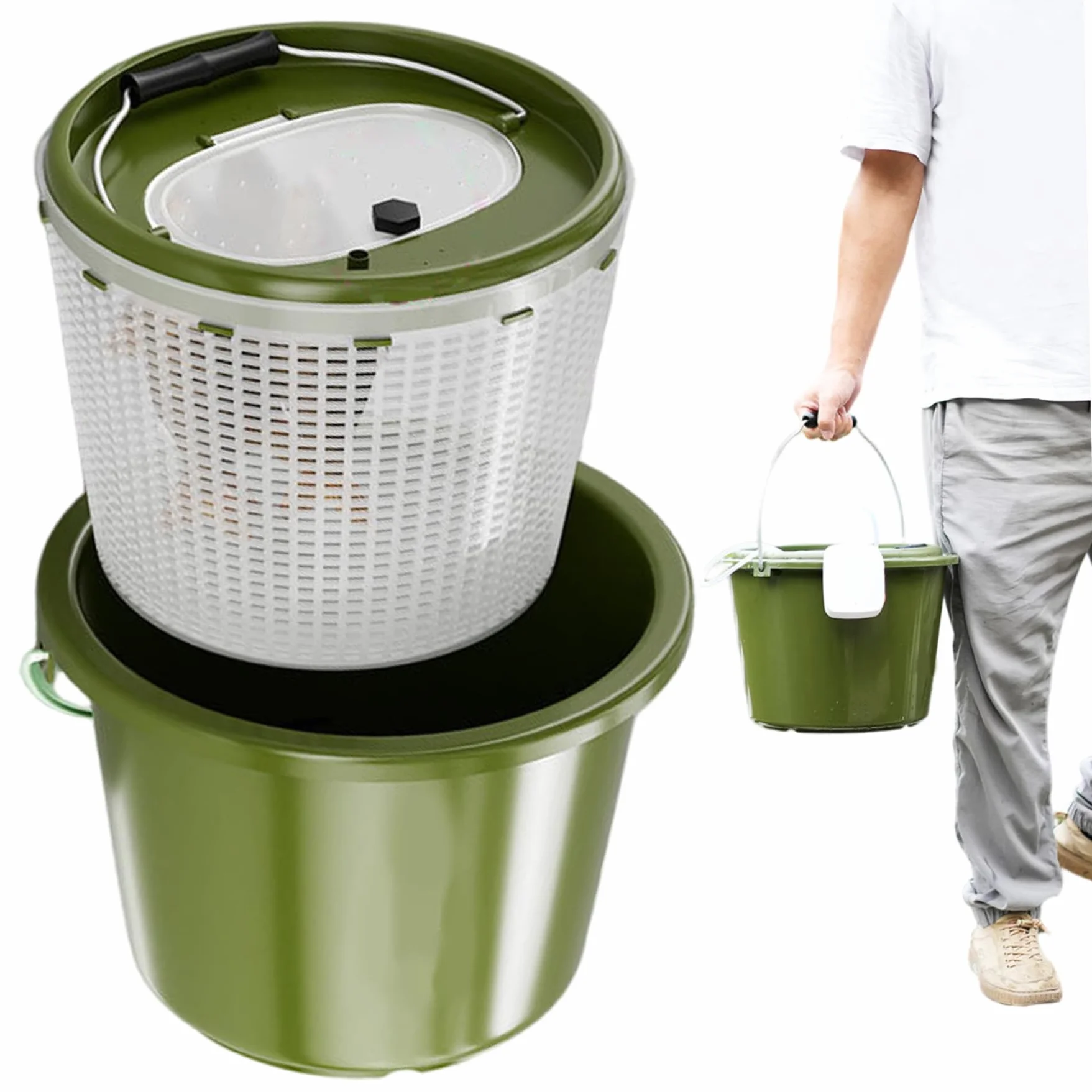 Cubo de Pesca 5L Portátil con Tapa y Orificio de Aireación