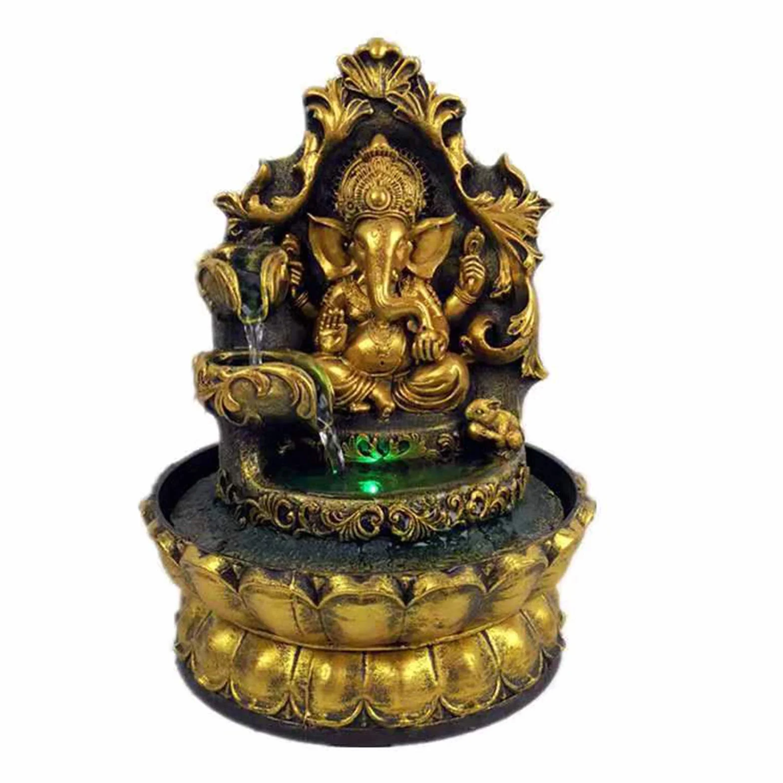 Ganesha - Fuente de agua para interiores, estatua de Buda de elefante, fuente zen para decoración del hogar, oficina, dormitorio, escritorio (estilo 1)