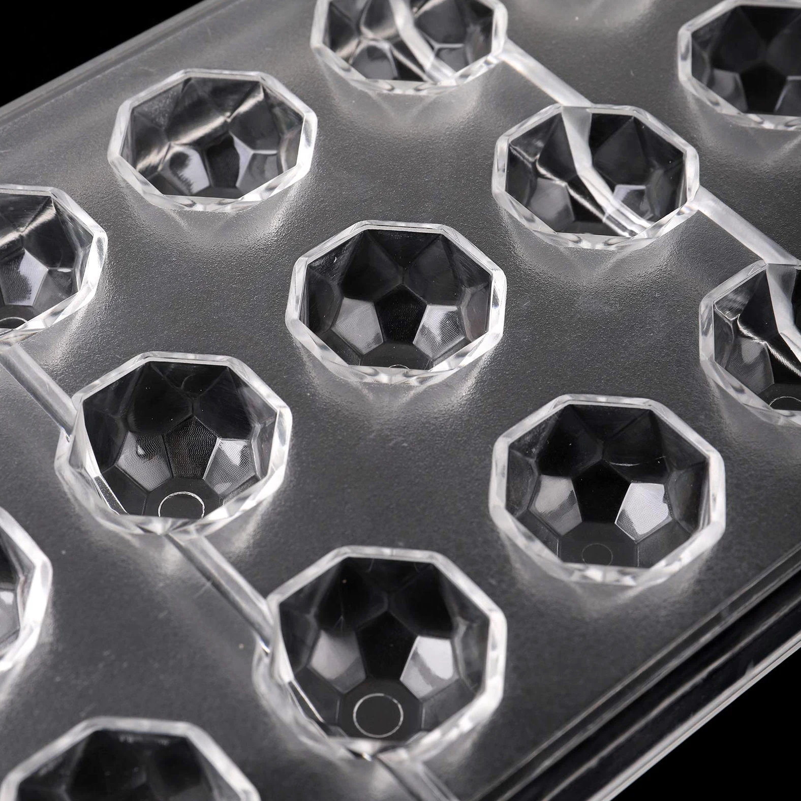 YOPAY 4 moldes de policarbonato para hacer caramelos de chocolate, bandeja en forma de diamante para mousse, gelatina, Pralines, trufas, dulces, bombones, galletas (transparente)