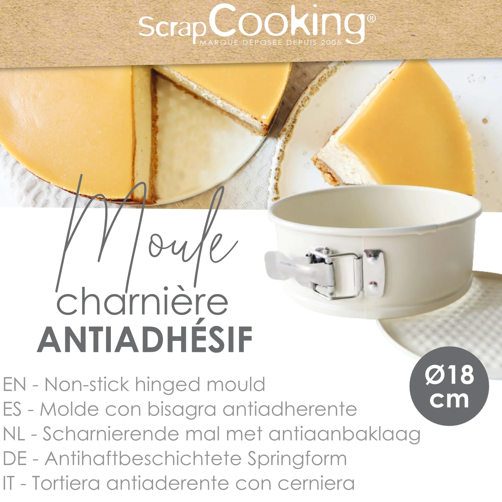ScrapCooking 1295 - Molde para tartas de queso, 18 cm, molde redondo de metal, apto para horno y congelador (Paquete de 4)