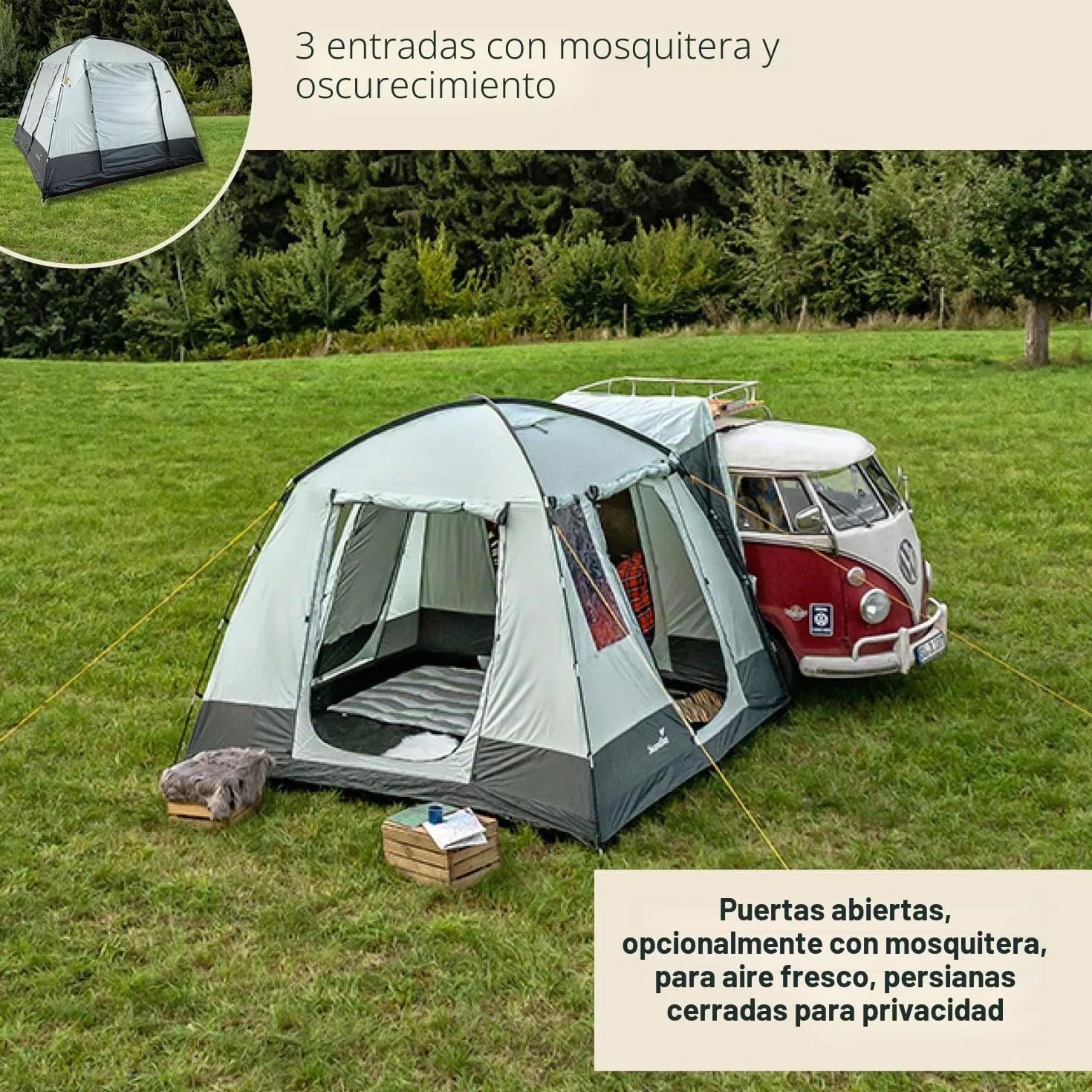 Skandika Pitea Van Tienda Avance Furgonetas Camping 4 Personas 310x300x225cm Suelo Cosido Bañera Mosquiteras