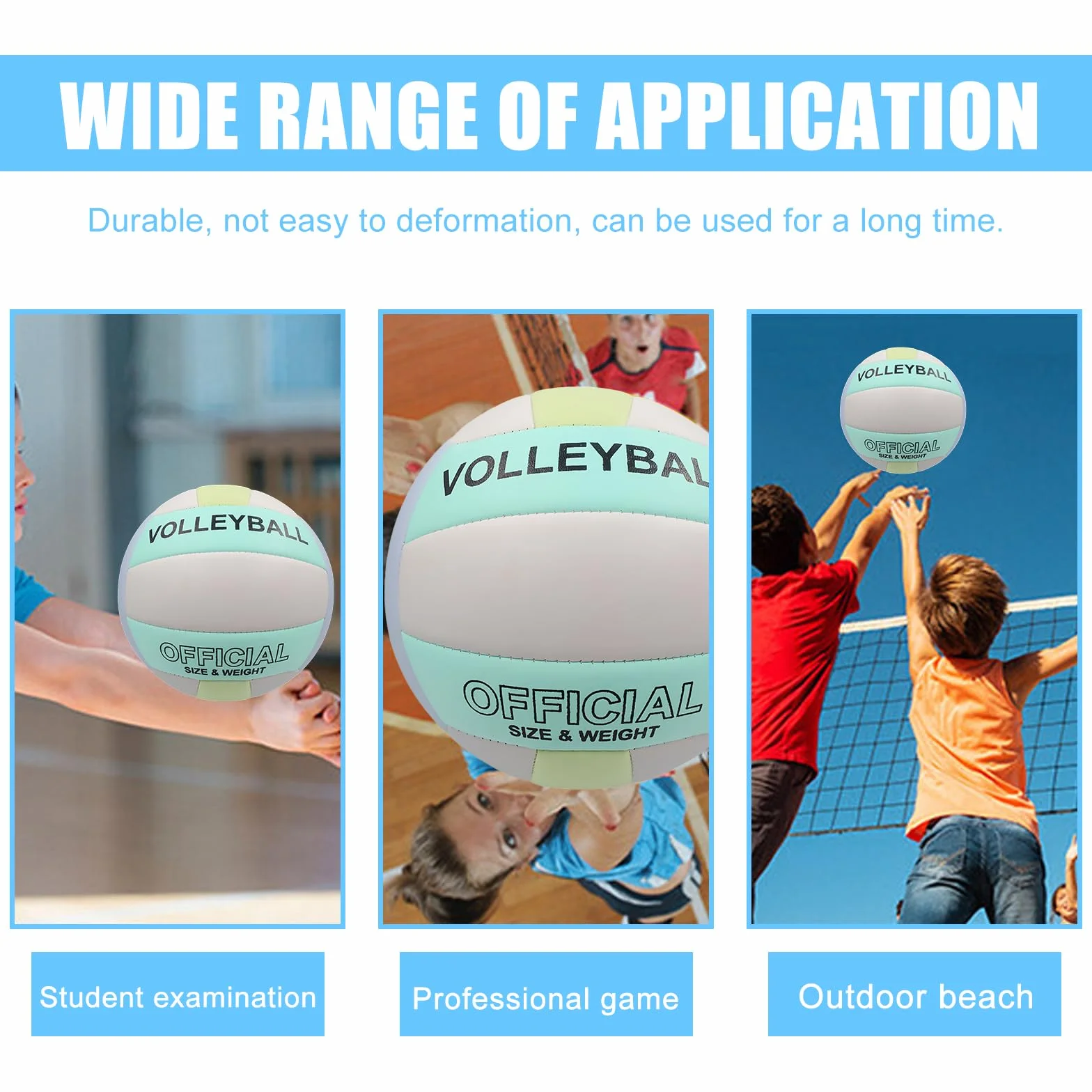 Balón de voleibol oficial tamaño 5: pelota de playa con inflador, poliuretano suave interior exterior entrenamiento deportivo arena