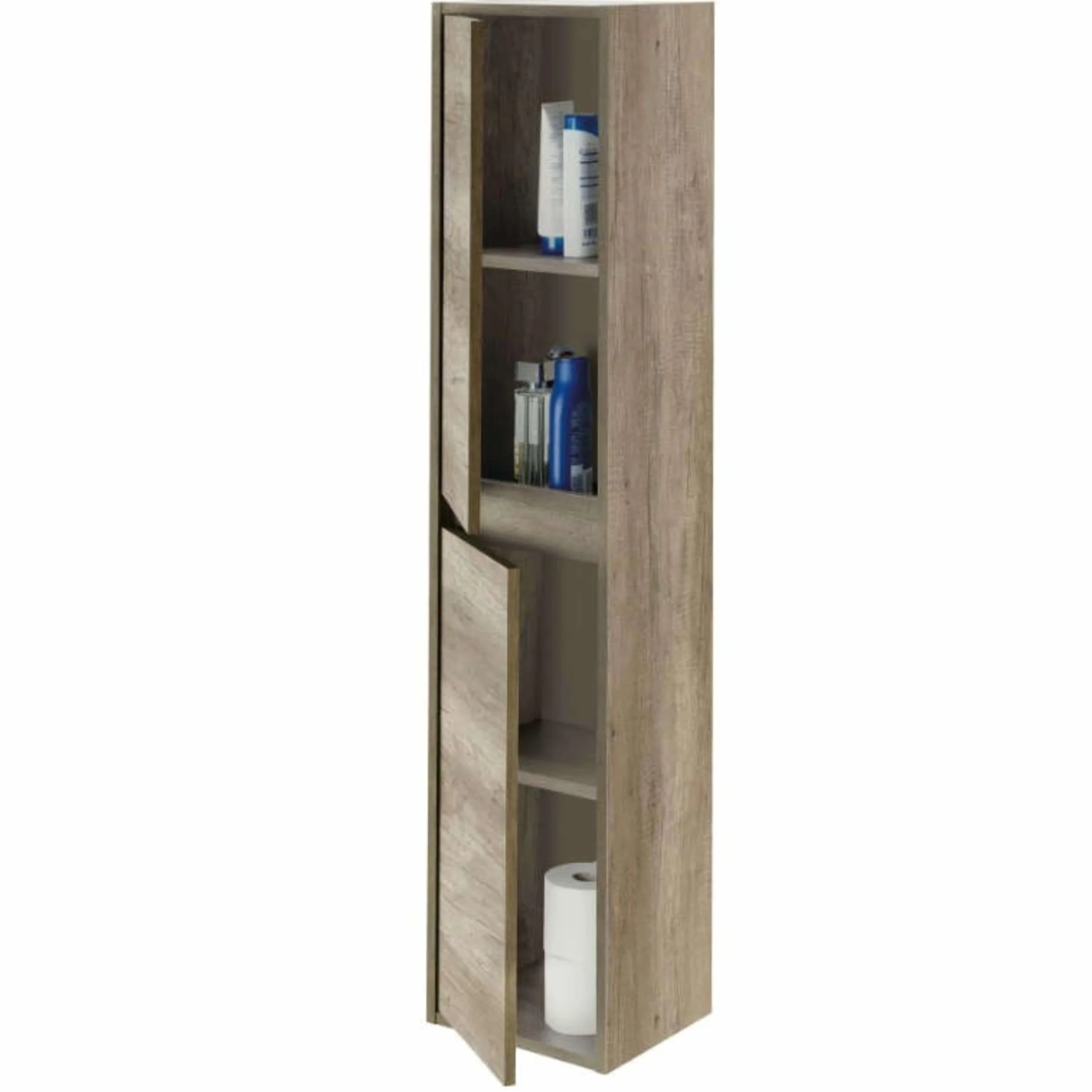 Mueble Lavabo CERÁMICO con 2 CAJONES + Espejo + Columna 2 Puertas