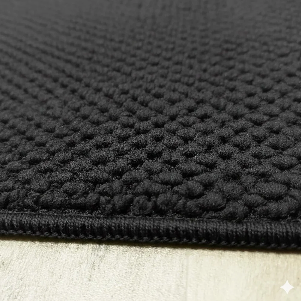 Alfombra Veleta Negra de bucles Grandes – Robusta y Elegante para Cualquier Estancia – 9 tamaños y 5 Fondos Disponibles – 13 mm Grosor – Base Fieltro – Uso doméstico y Comercial- 100x150 cm-f. Negro