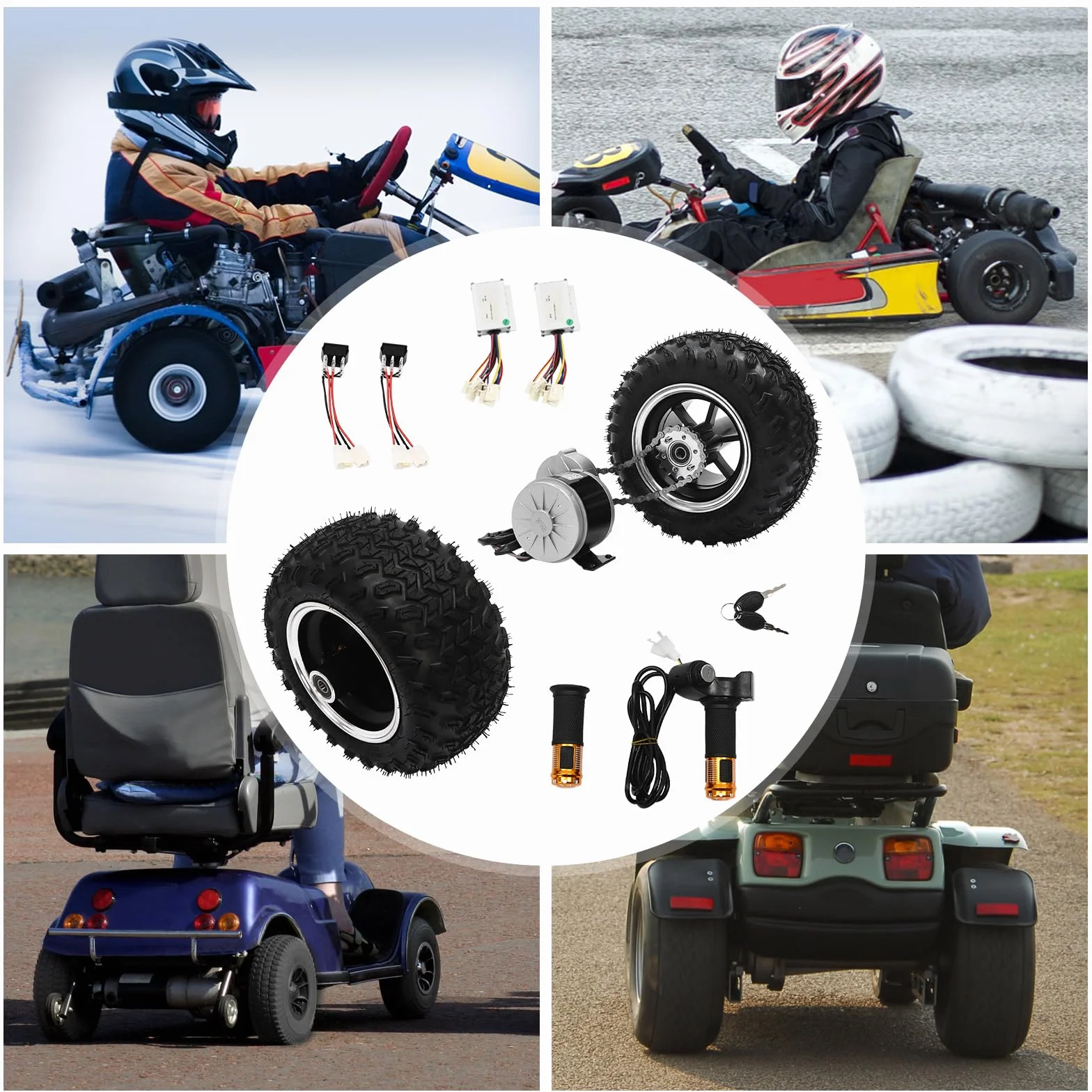 Kit de conversión de rueda neumática 250 W para scooter eléctrico, engranaje motor, 25 km/h, IP33, carga 150 kg