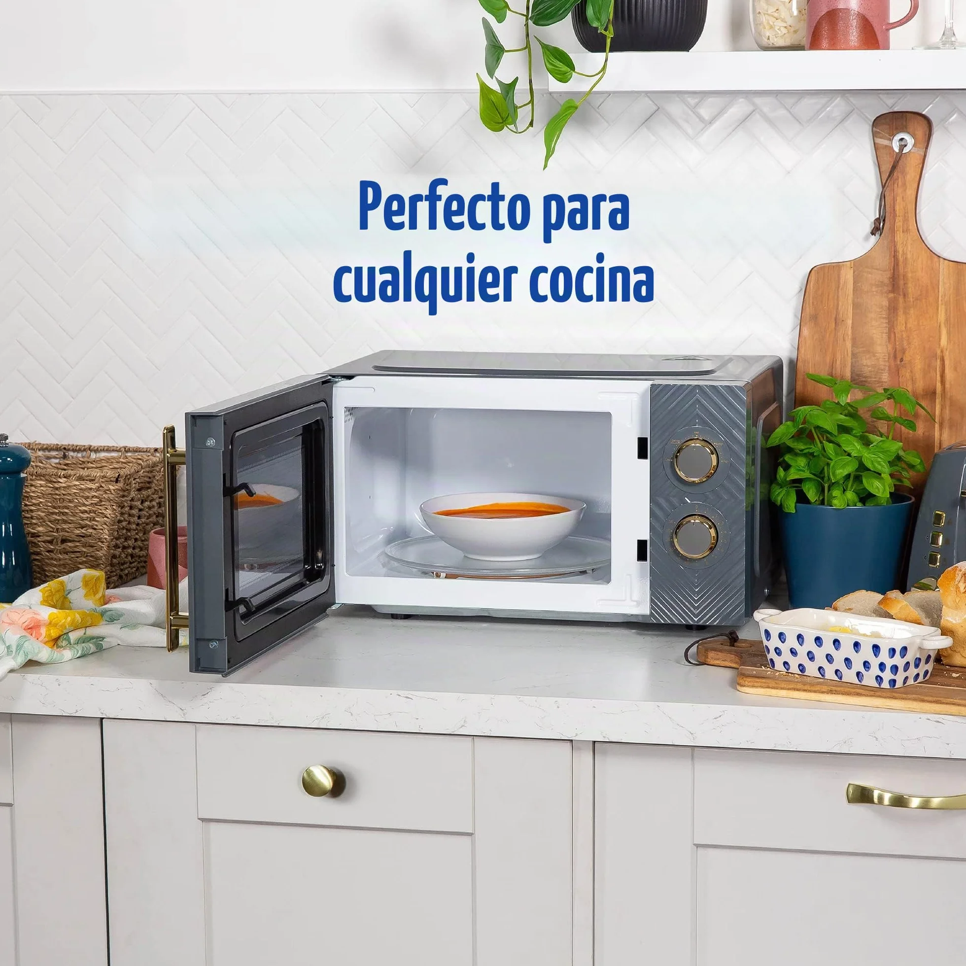 Russell Hobbs - Microondas manual de 17 litros y 700 W, color gris, con diseño de ranura, 5 niveles de potencia, temporizador integrado y función de descongelación, fácil de limpiar RHMM723G