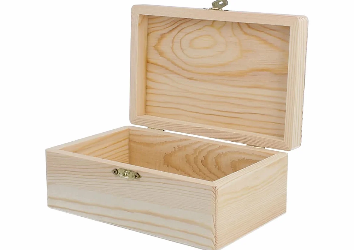 Caja madera de pino macizo rectangular 20x10,5x3,5cm.