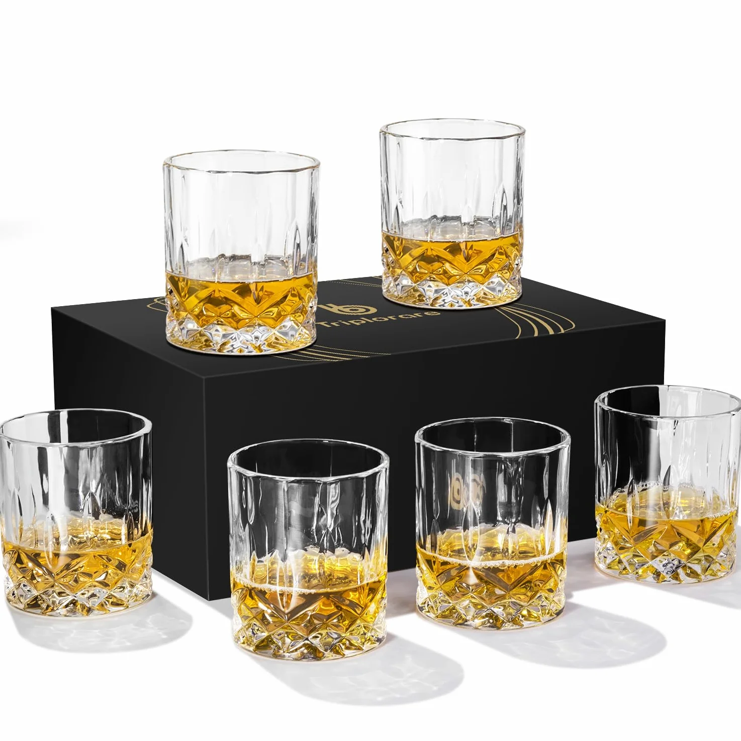 Vasos de whisky – Juego de 6 vasos de 325 ml para whisky escocés, ron, bourbon y más | Vasos de 325 ml aptos para lavavajillas para whisky, bourbon, escocés, ron, cócteles y regalos