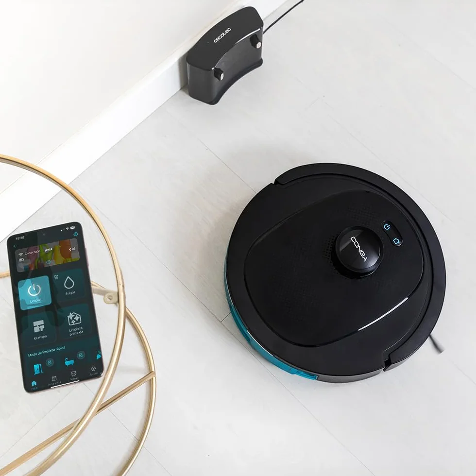 Cecotec Robot Aspirador y Friegasuelos Conga 8490 Ultimate Ultra Power. Navegación Láser, App, Barre, Aspira, Friega y Pasa la Mopa, 7000 Pa, hasta 170 Min Autonomía, Cepillo Central de Silicona