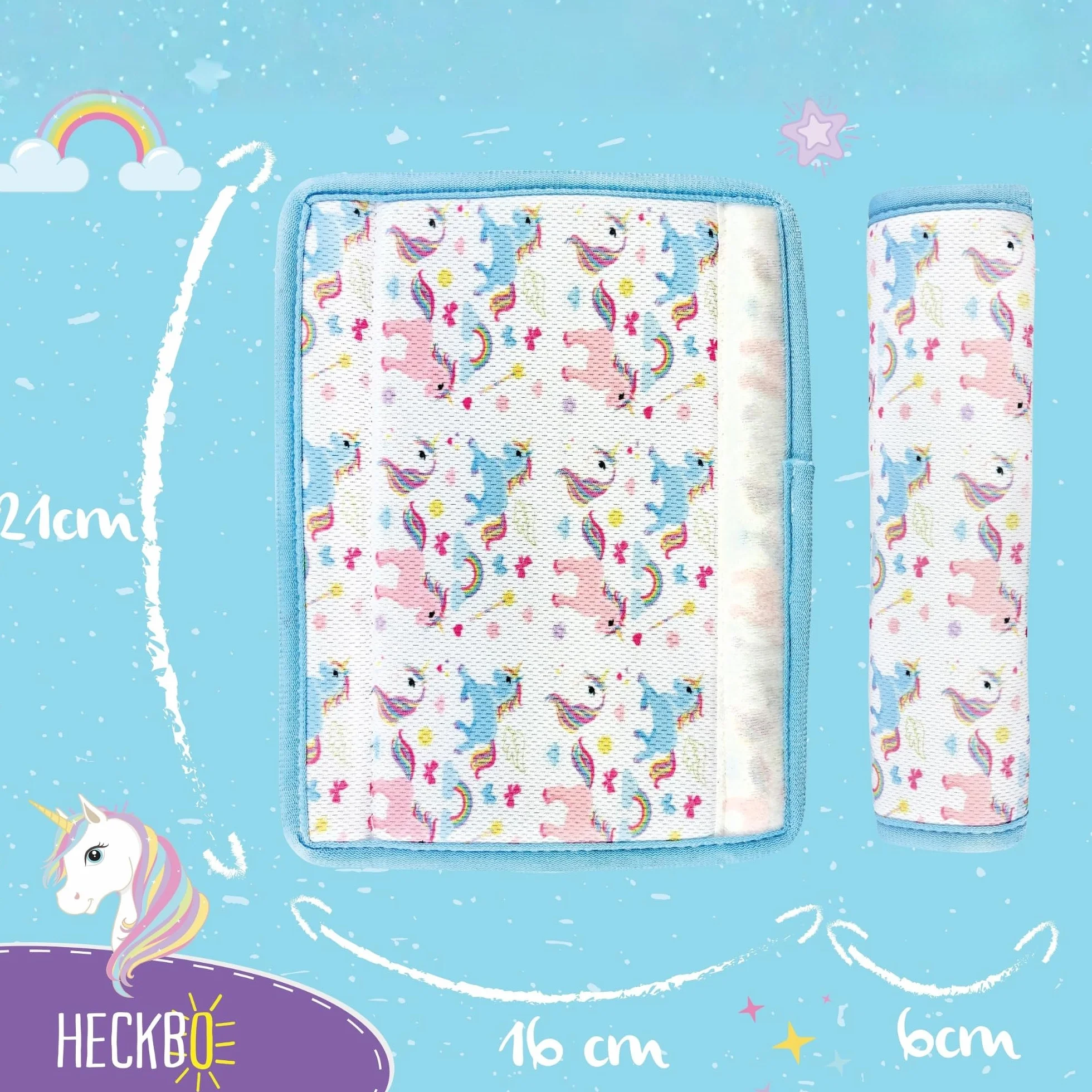 HECKBO 2x Protector para cinturón de seguridad Unicornio para niños Almohadilla para el hombro