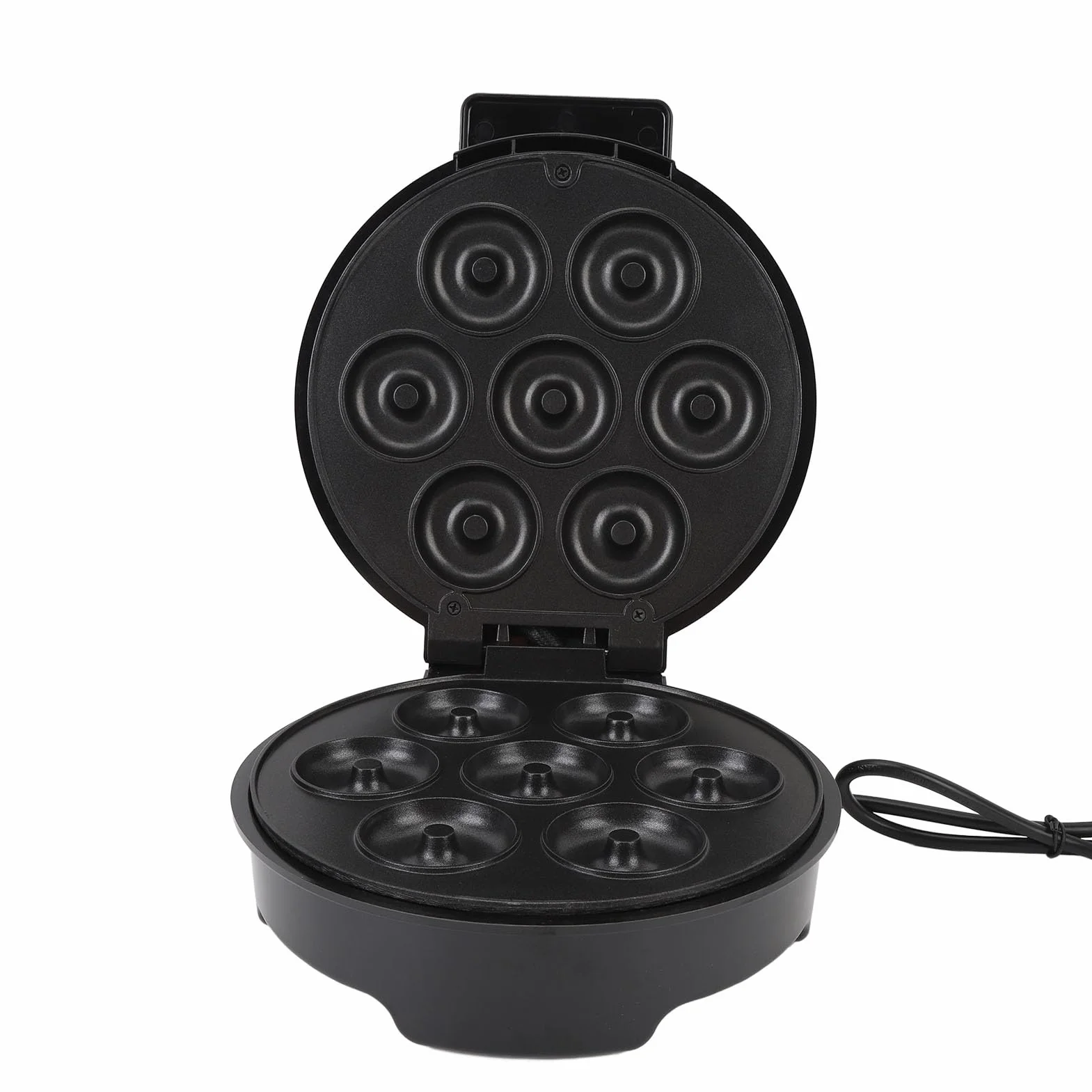 Mini Donut Maker, Recubrimiento Antiadherente Donut Maker para 7 Donuts Pequeños, Molde para Hornear Donuts de 1000W para Desayuno Casero Postres Aperitivos
