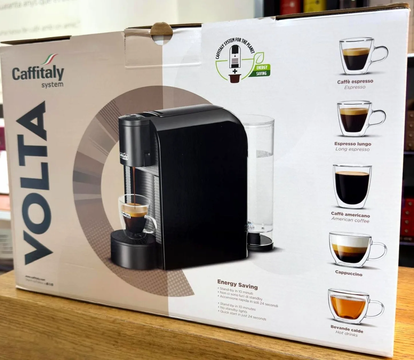 Caffitaly S36 Volta Cafetera de Cápsulas, compacta, rápida y silenciosa, encendido rápido, apagado automático, 3 Botones programables paras la dosificación. (Negra)