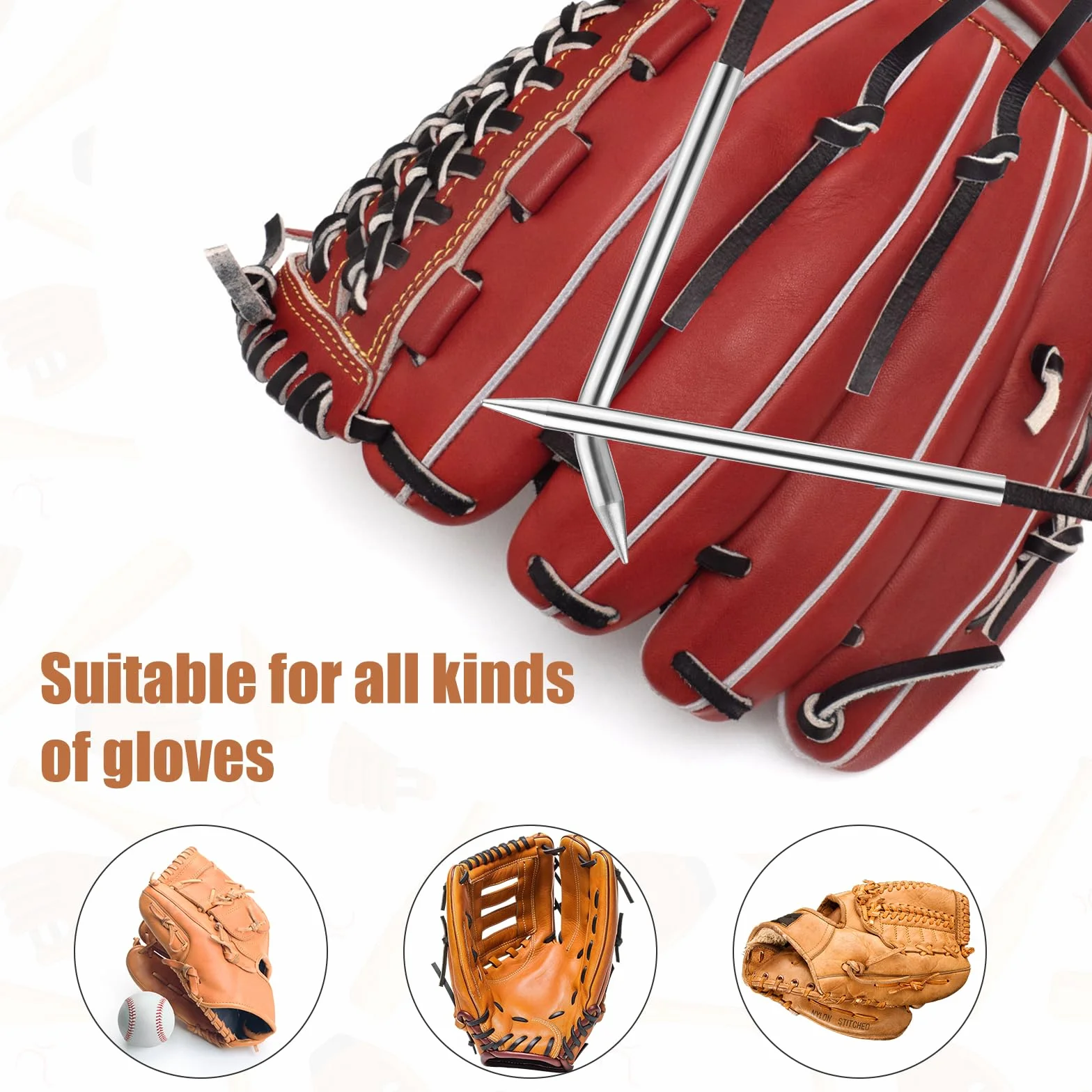 Kit de Reparación de Cordones de Zapatos, Aguja Curva para Guantes de Béisbol y Softbol, 4uds
