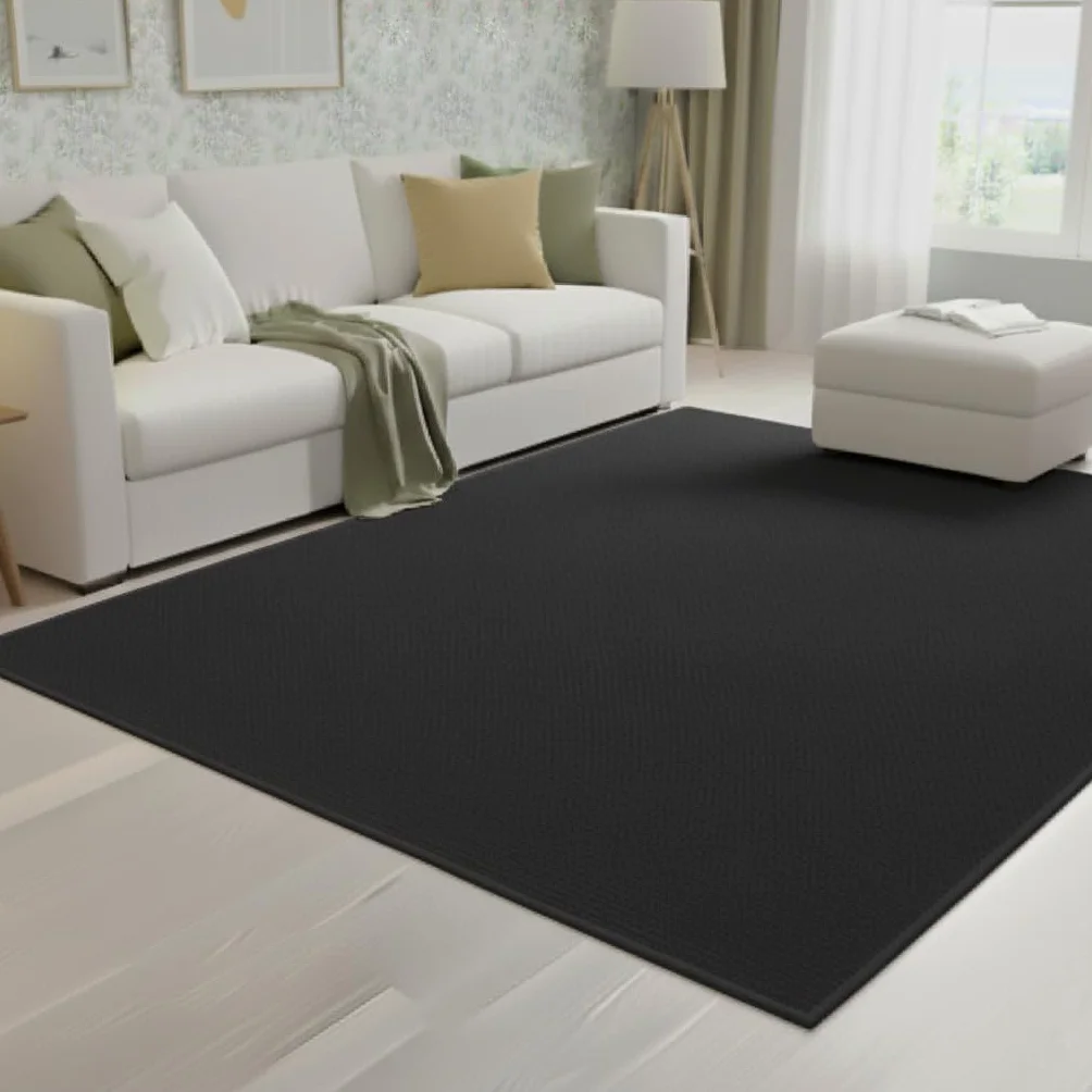 Alfombra Veleta Negra de bucles Grandes – Robusta y Elegante para Cualquier Estancia – 9 tamaños y 5 Fondos Disponibles – 13 mm Grosor – Base Fieltro – Uso doméstico y Comercial- 100x150 cm-f. Negro