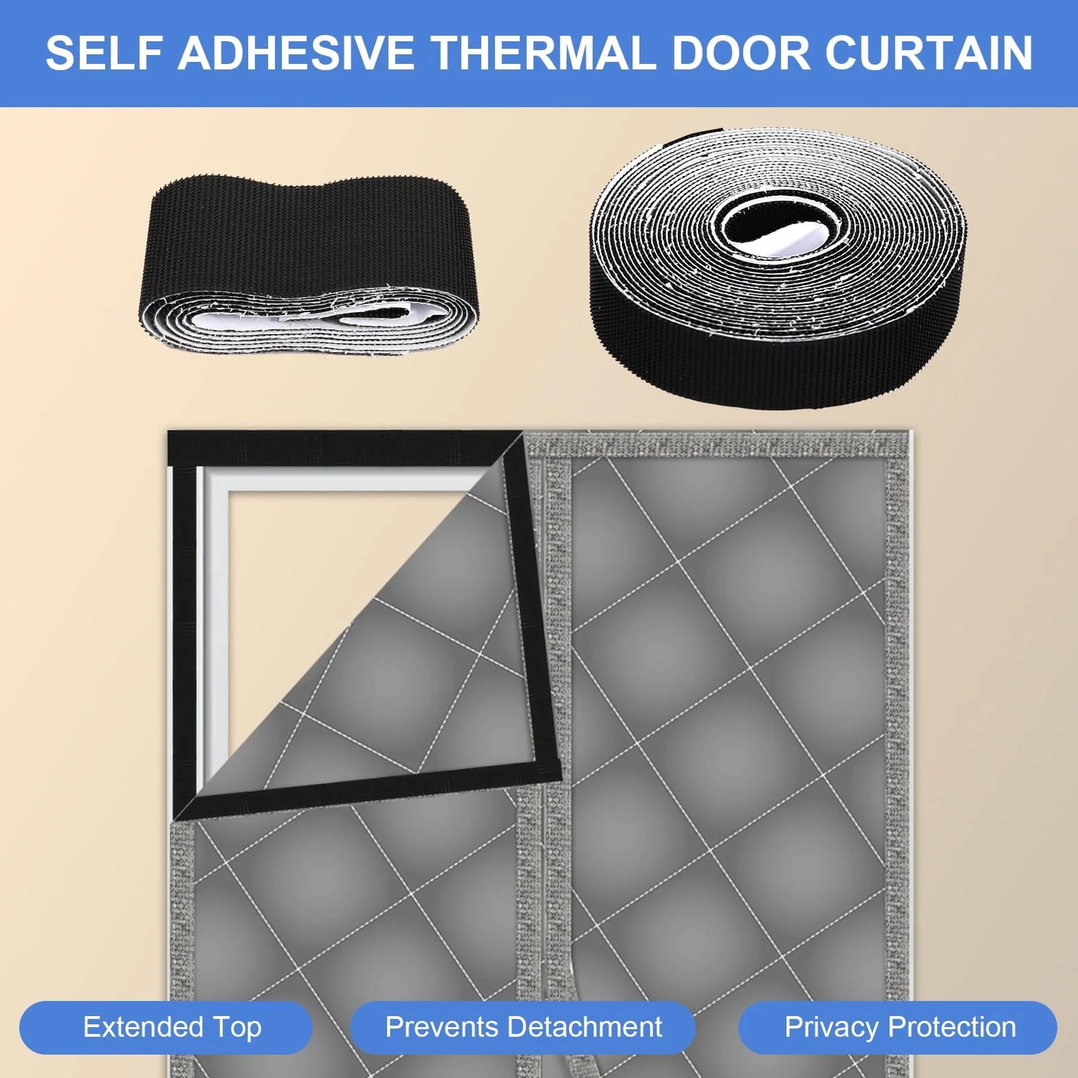90 x 210 cm cortina térmica para puerta protección contra el frío, cortina magnética de protección térmica para puerta, tela Oxford engrosada, resistente al viento, cortina de protección contra