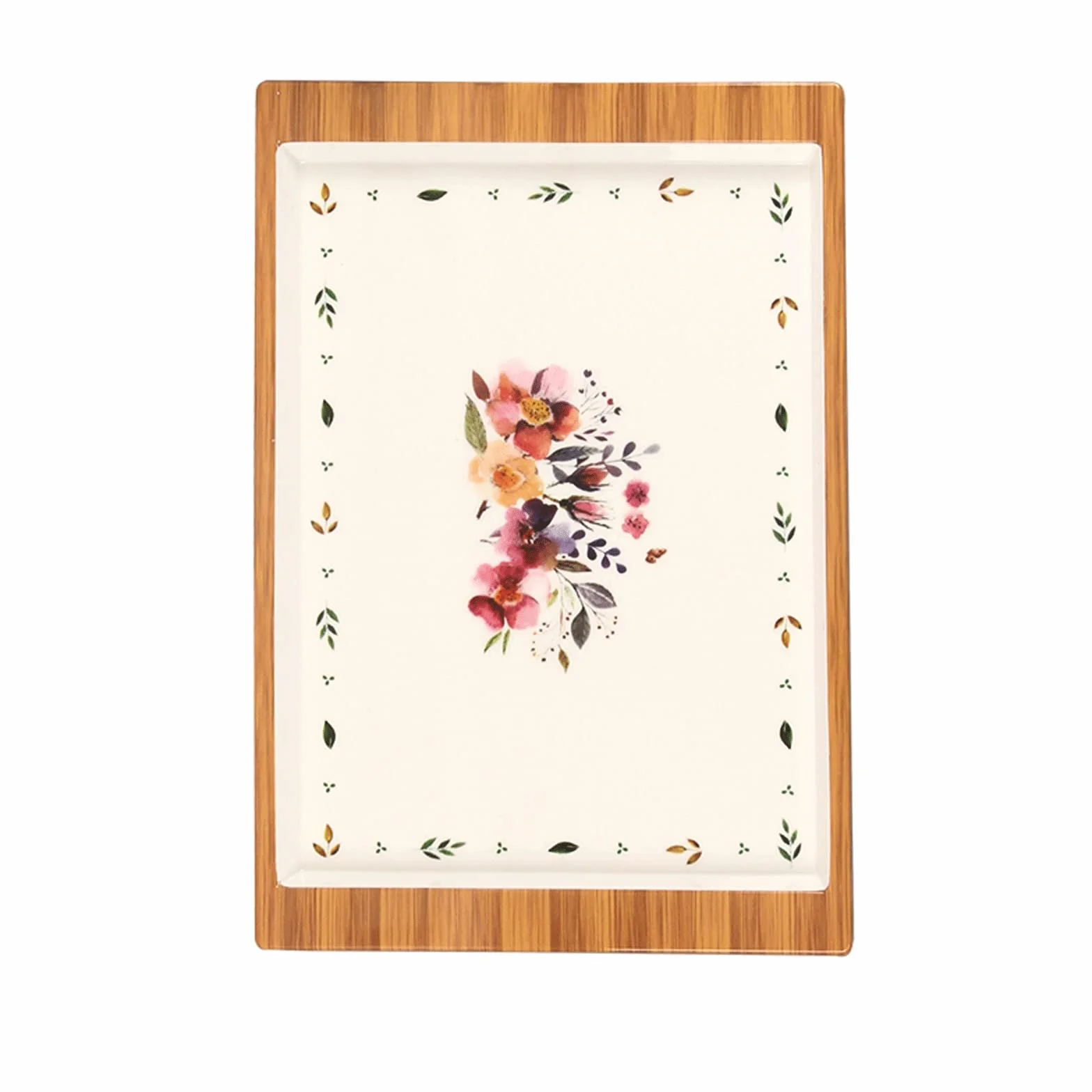 Bandeja para Servir Bandeja de Servir Bandeja Rectangular con Bandeja de Patrones Florales Bandeja Multiusos for el hogar Bandejas para Servir