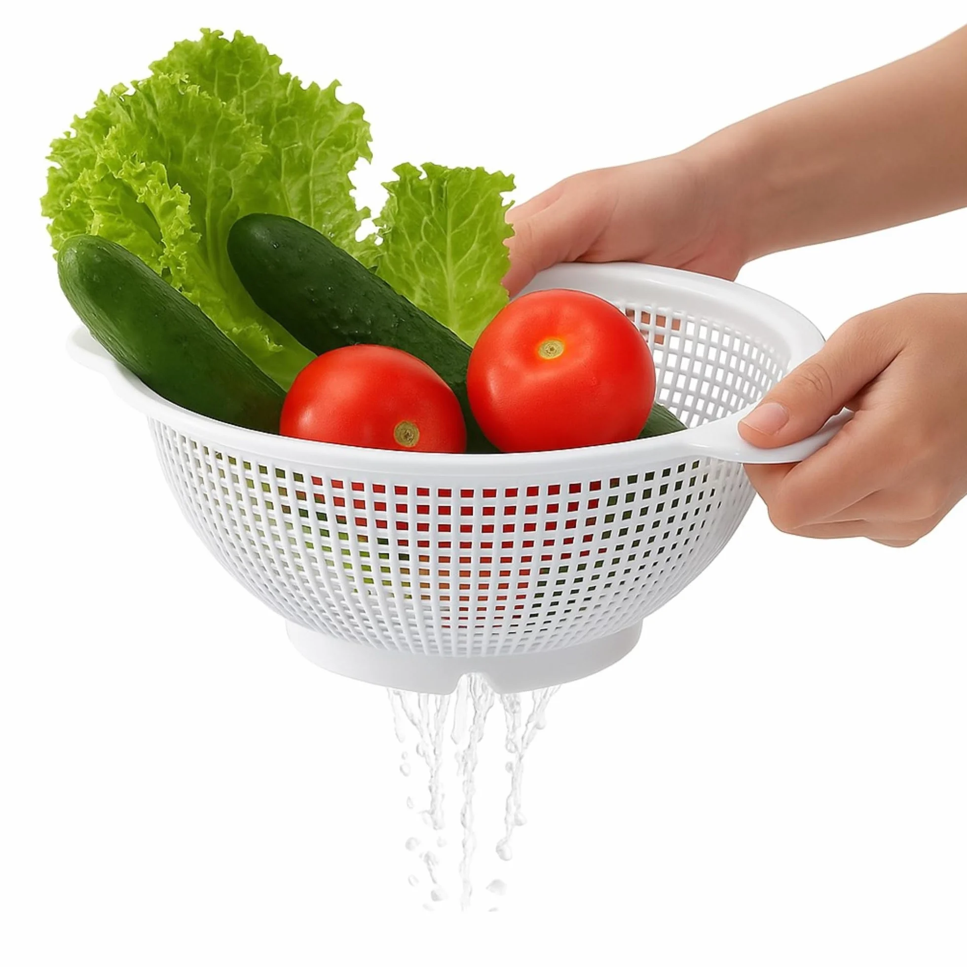 CHEFZOCO Escurridor de plástico, Colador de cocina, Colador multiusos, escurridor pasta, escurridor para frutas y verduras, Diámetro superior 23 cm, Libre de BPA, Capacidad 4 Litros, Plástico, Blanco