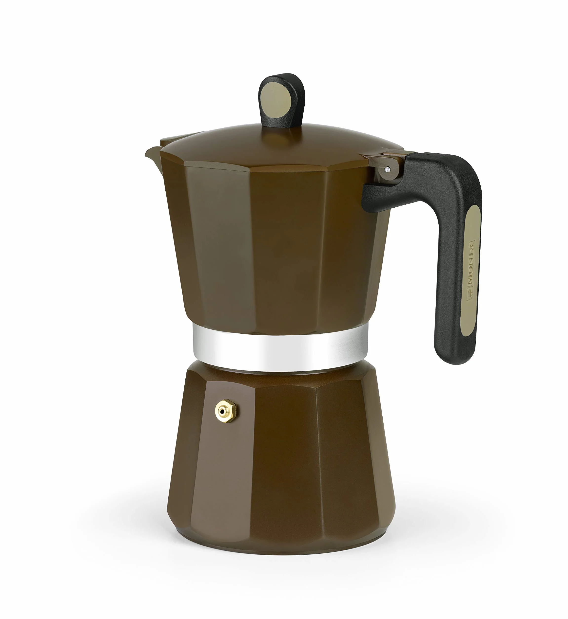 MONIX New Cream | Cafetera Italiana de Aluminio, Capacidad 12 Tazas, Apta para Todo Tipo de cocinas incluida inducción