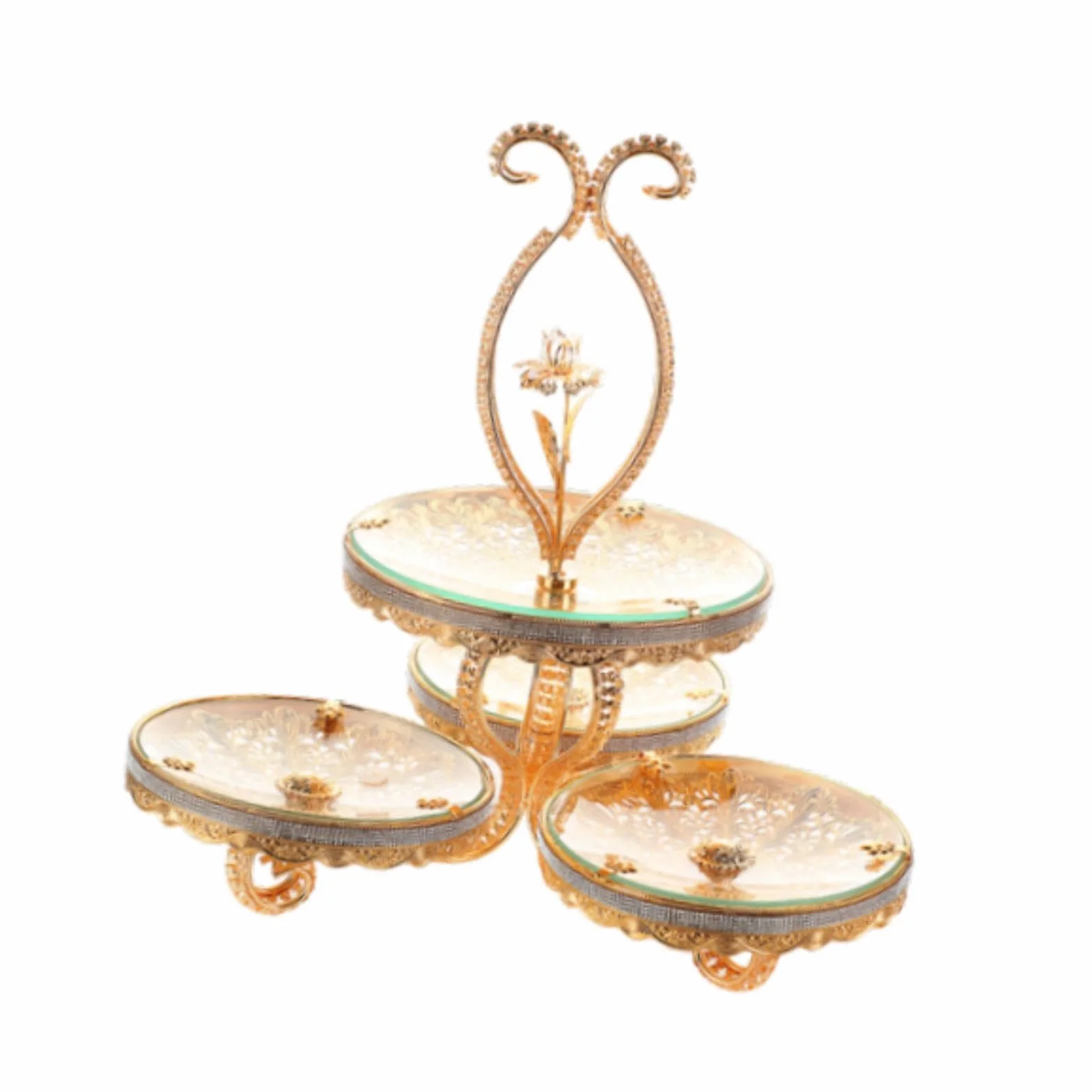 QOKLIYUI Exquisita Bandeja de Vidrio de Doble Capa para Servir Frutas. Elegante Expositor de Cupcakes para Fiestas. Diseñado para ser Resistente y práctico.