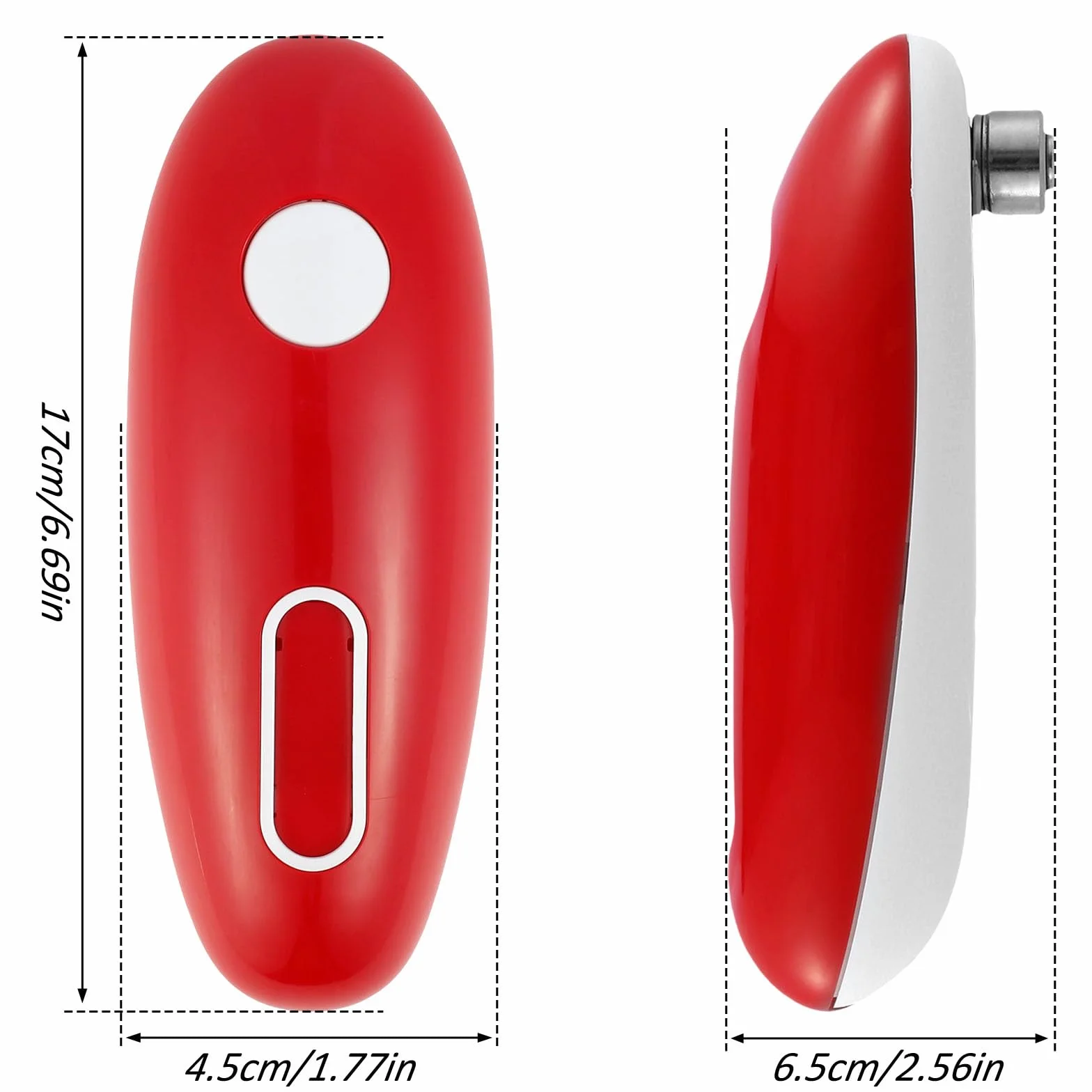 Abrelatas eléctrico, borde liso, abrelatas One Touch, portátil, inalámbrico, sin bordes afilados, para chefs, niños y personas mayores con artritis (rojo)