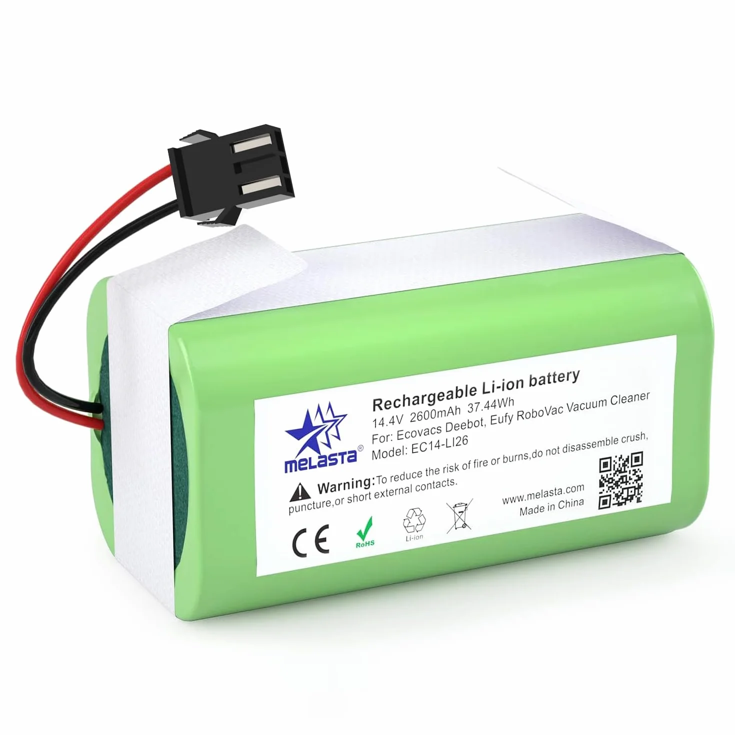 14.4V 2600mAh Li-Ion Batería de Reemplazo para Conga Excellence 950 990 1090 1790 1990 Ecovacs Deebot N79 N79S DN622, Eufy RoboVac 11,11S,12,15C 15T,30,30C,35C, IKOHS NETBOT S14 S15