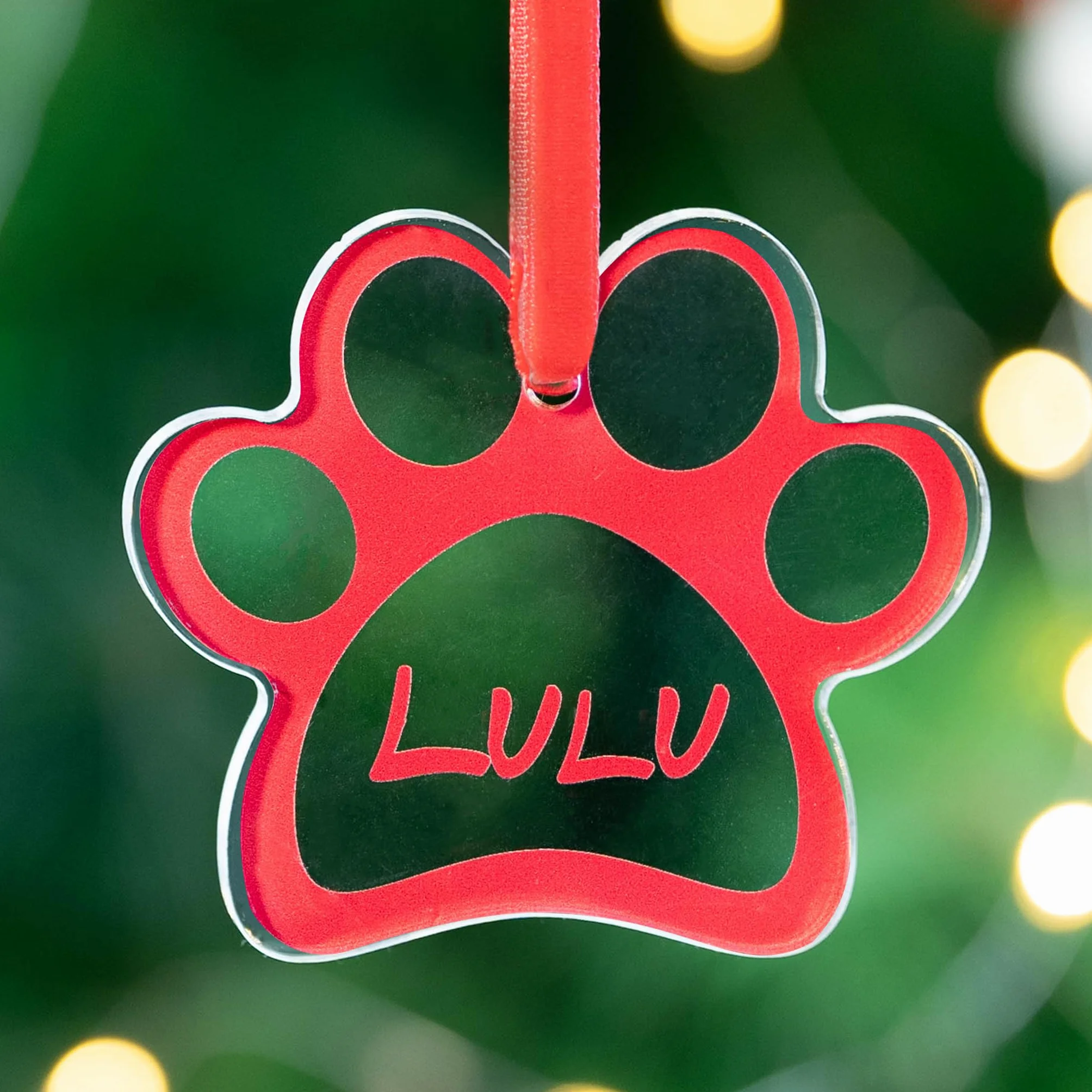 Wanapix | Adorno Navidad de Metacrilato Personalizado | Adorno para Árbol Navidad Personalizado con Foto | Incluye 2 Cintas de Terciopelo para Colgar, Verde y Roja | Huella