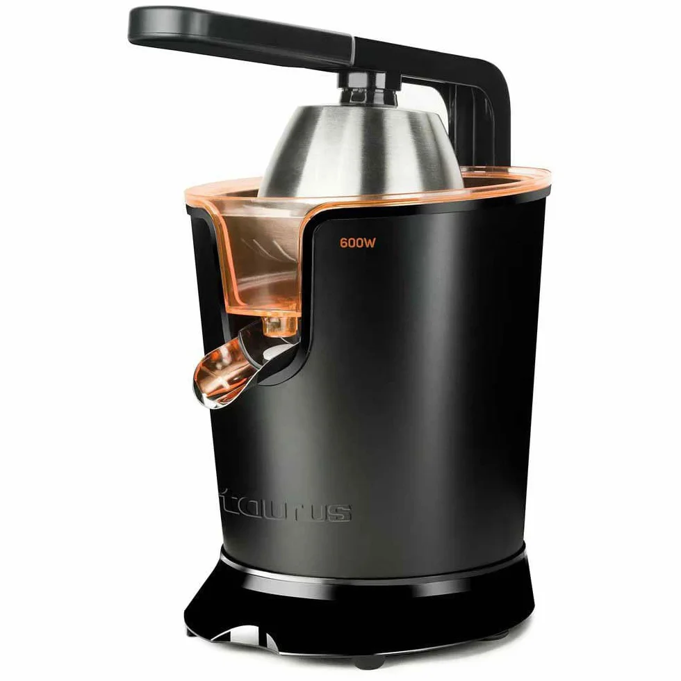 Taurus Easy Press 600 - Exprimidor eléctrico de palanca. 600W. Motor AC. 2 conos para todos los cítricos. Filtro de acero inoxidable. Fácil limpieza. Desmontable. 650 ml.