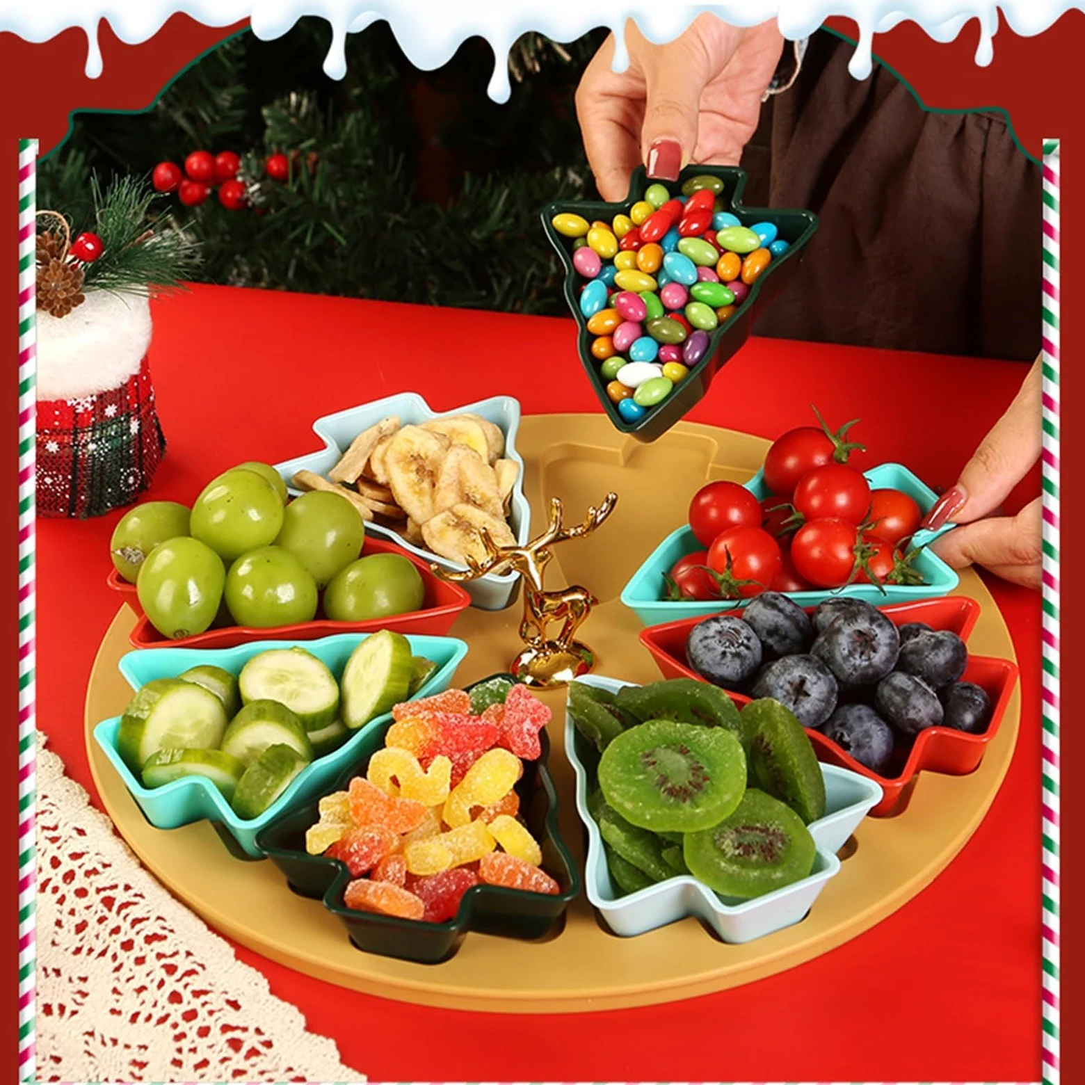 Plato de fruta árbol, plato dividido, seca for el hogar para Almacenar Nueces