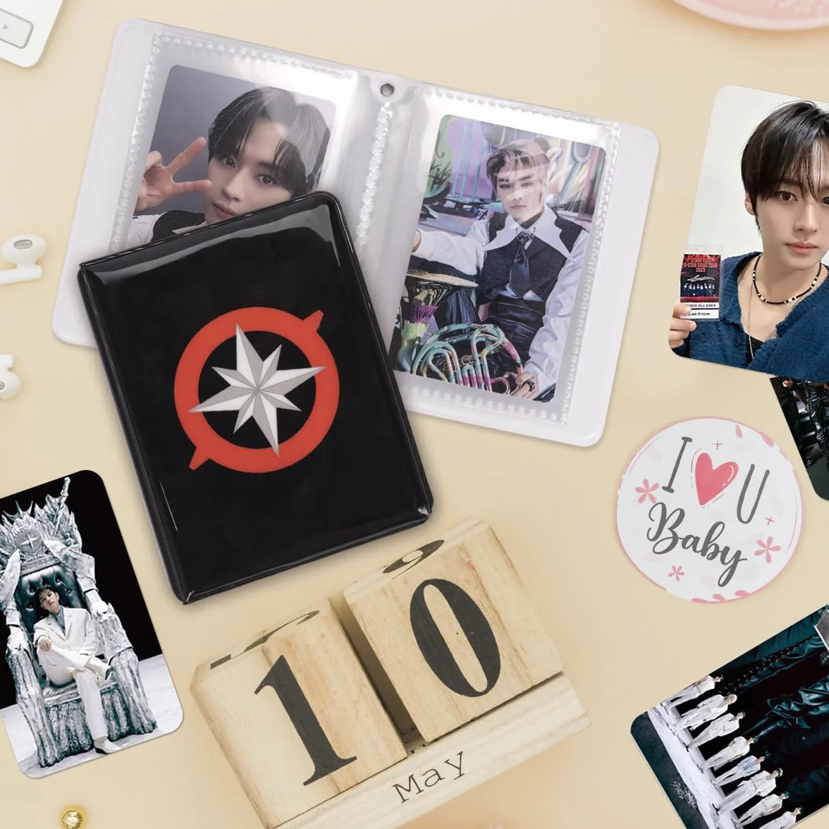 Stray Regalo Set, SKZ Mercancía Para Stay Incluye 1 Photocard Holder, 1 Parches, 1 Espejo Posits Para Libros/50 Hojas, 1 Llavero, 1 Soporte Movil, 2 Pins, 2 Parches, 55 Photocards, 95 Pegatinas