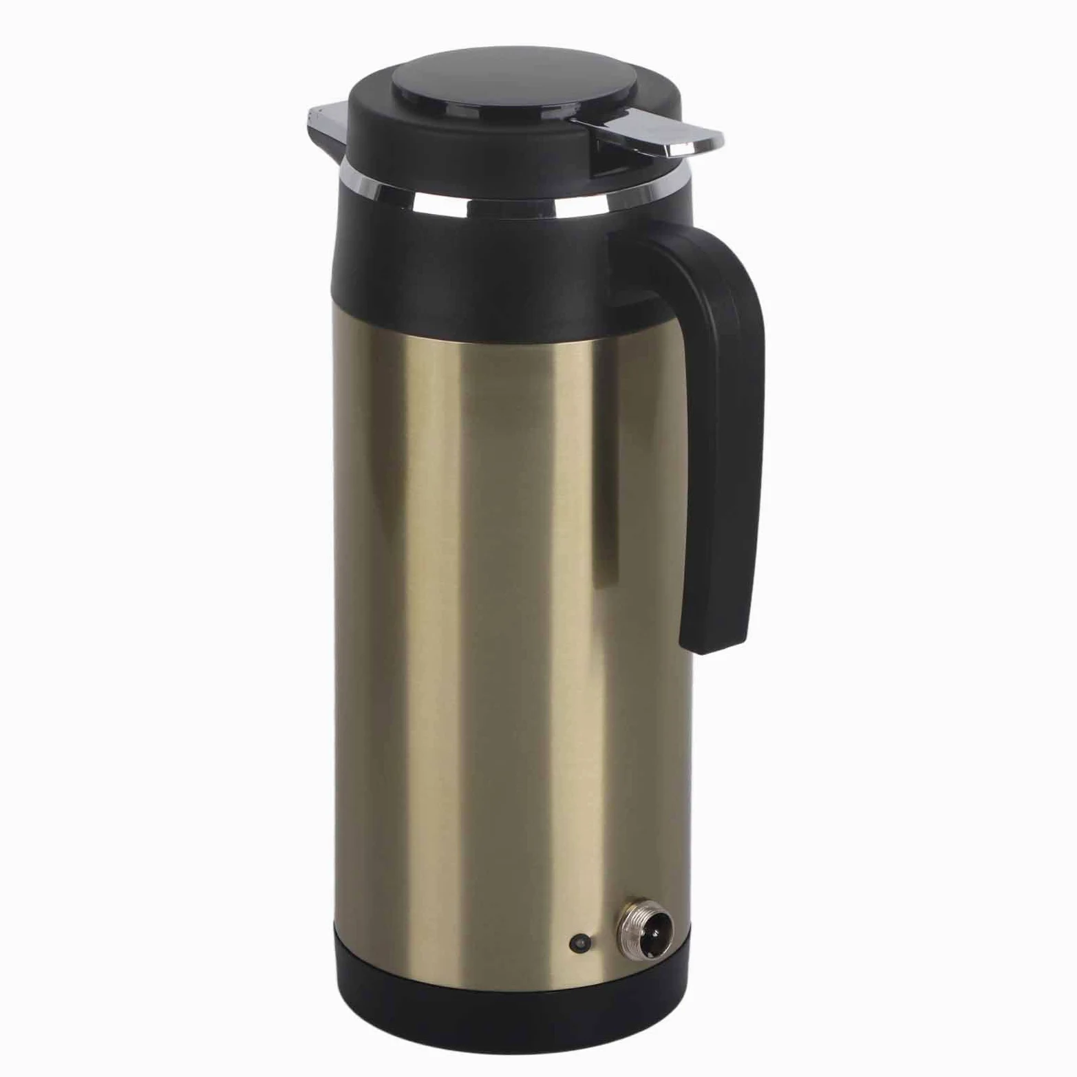 Termos eléctricos, 1200ML 12V / 24V Hervidor eléctrico de acero inoxidable en el coche Termos de viaje Botella de agua de calefacción(Plata) for termo cafe electrico,hervidor de agua para camion,calen